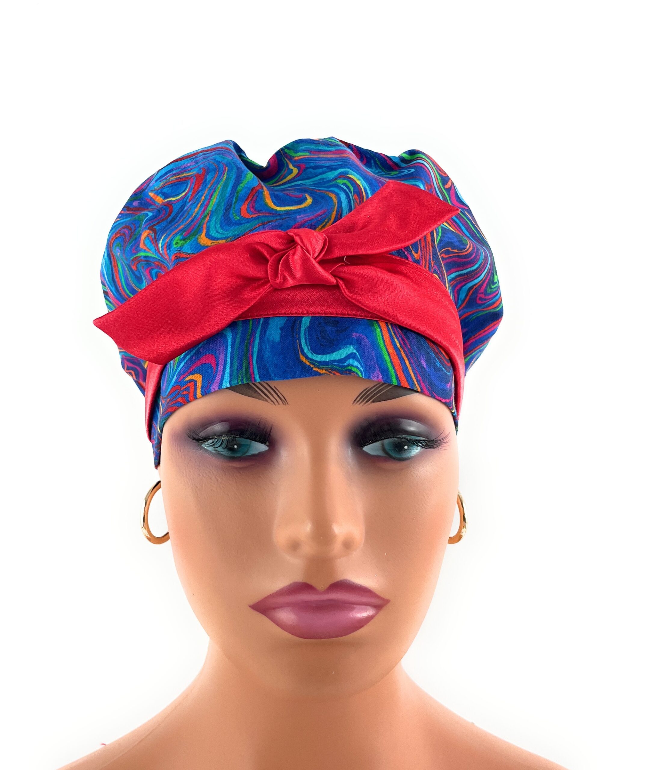 European Style Scrub Cap – (Sateen Ribbon) - Americana/Oil Slick/Patriotic - Image 6