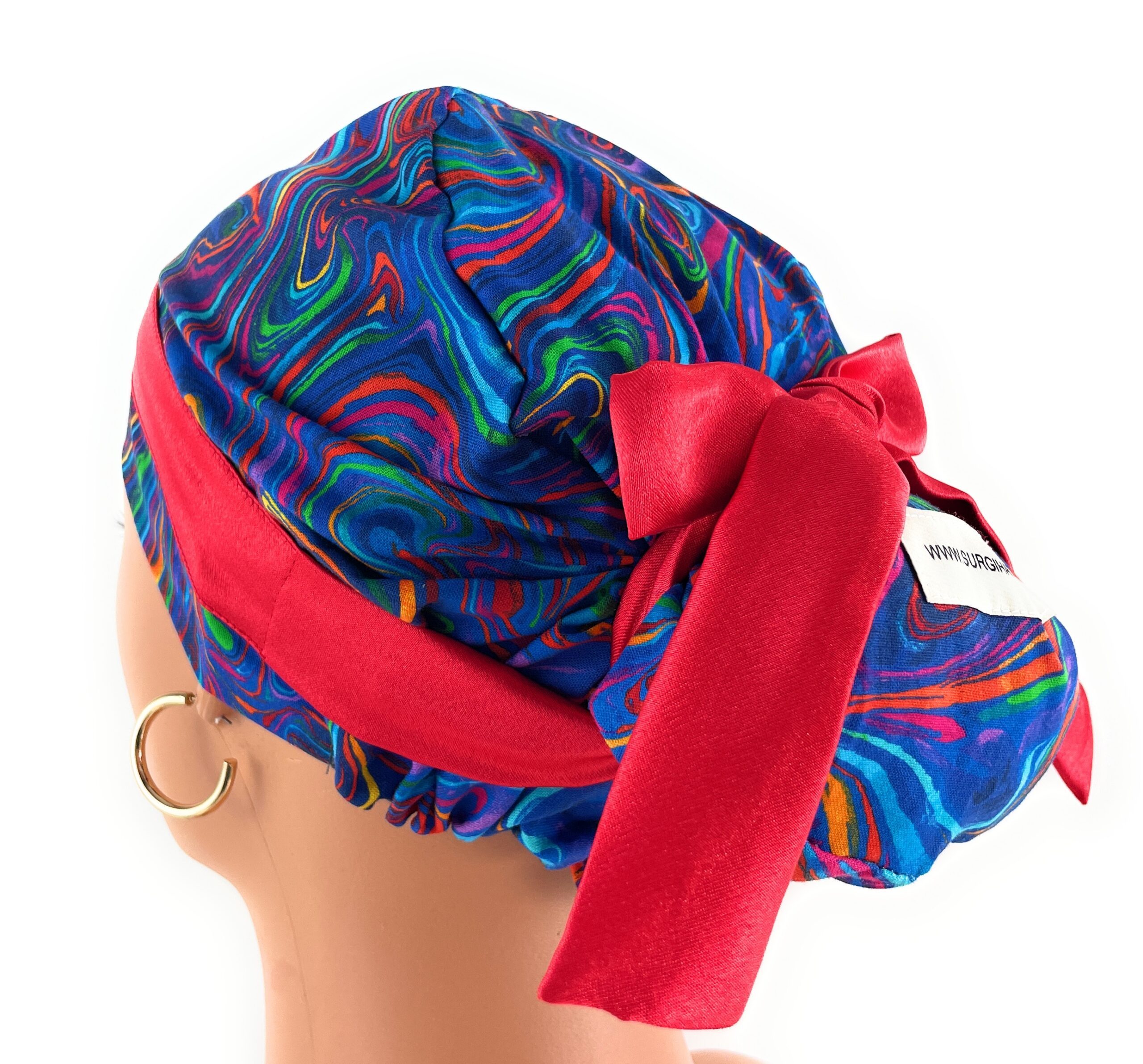 European Style Scrub Cap – (Sateen Ribbon) - Americana/Oil Slick/Patriotic - Image 13