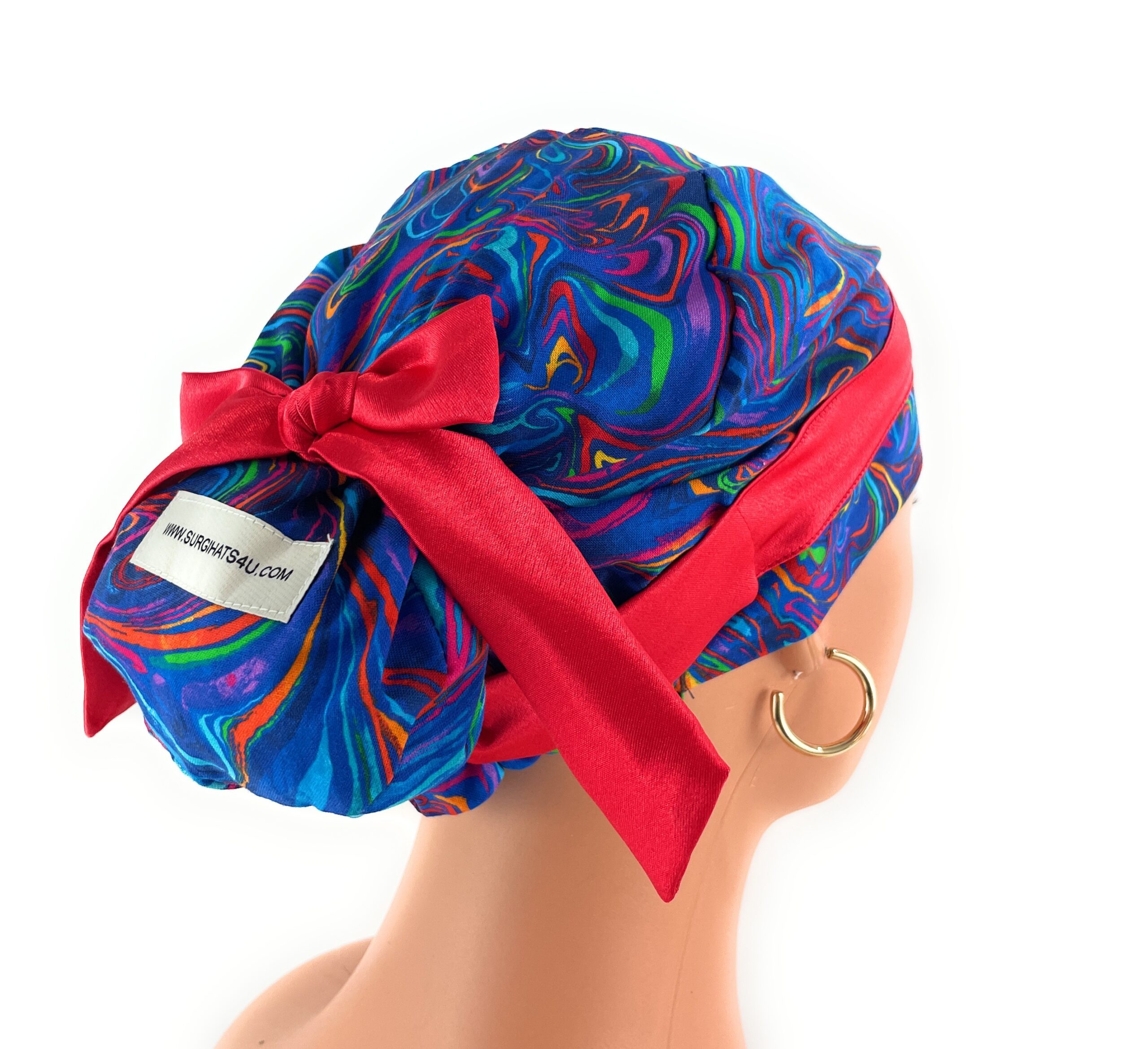 European Style Scrub Cap – (Sateen Ribbon) - Americana/Oil Slick/Patriotic - Image 11