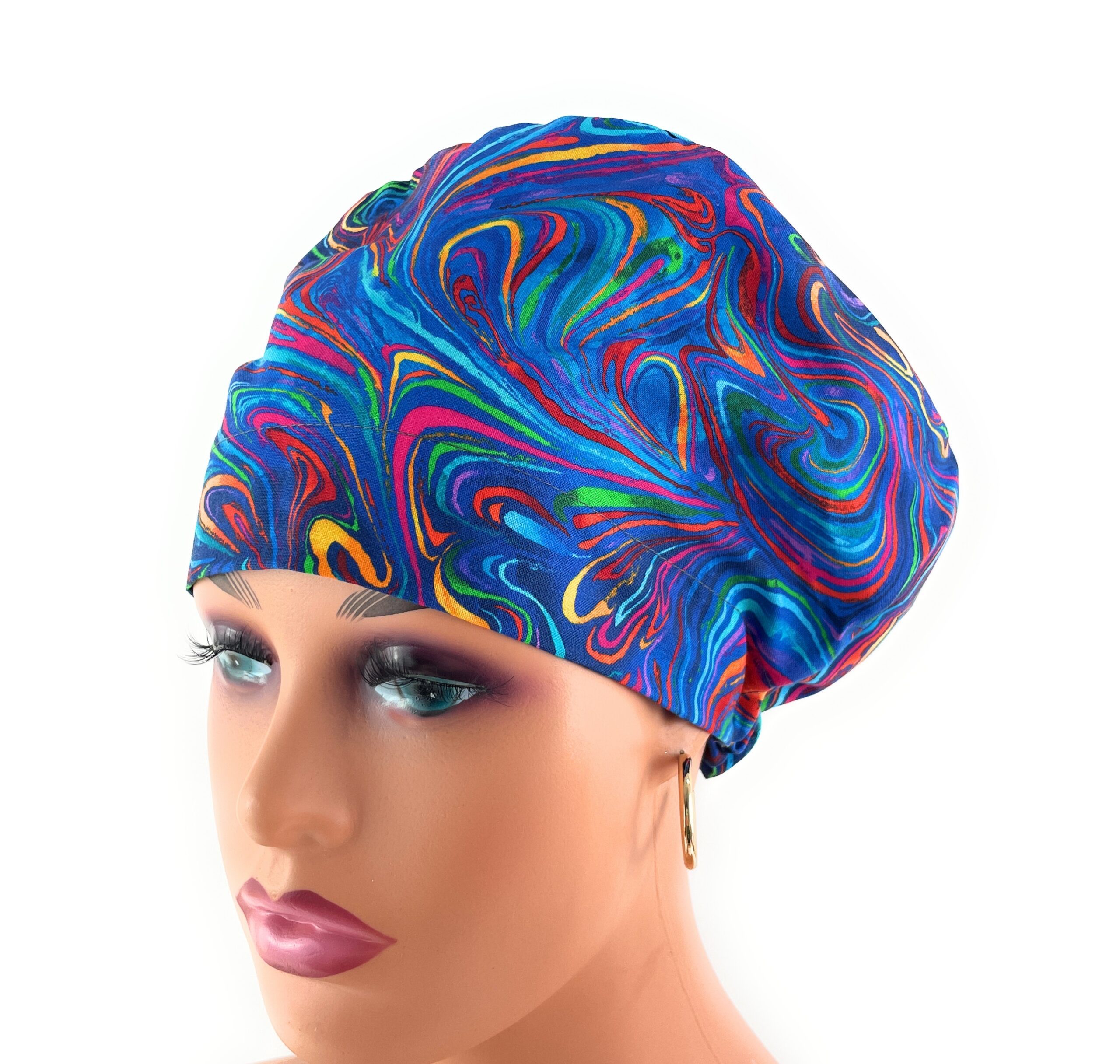 European Style Scrub Cap – (Sateen Ribbon) - Americana/Oil Slick/Patriotic - Image 17