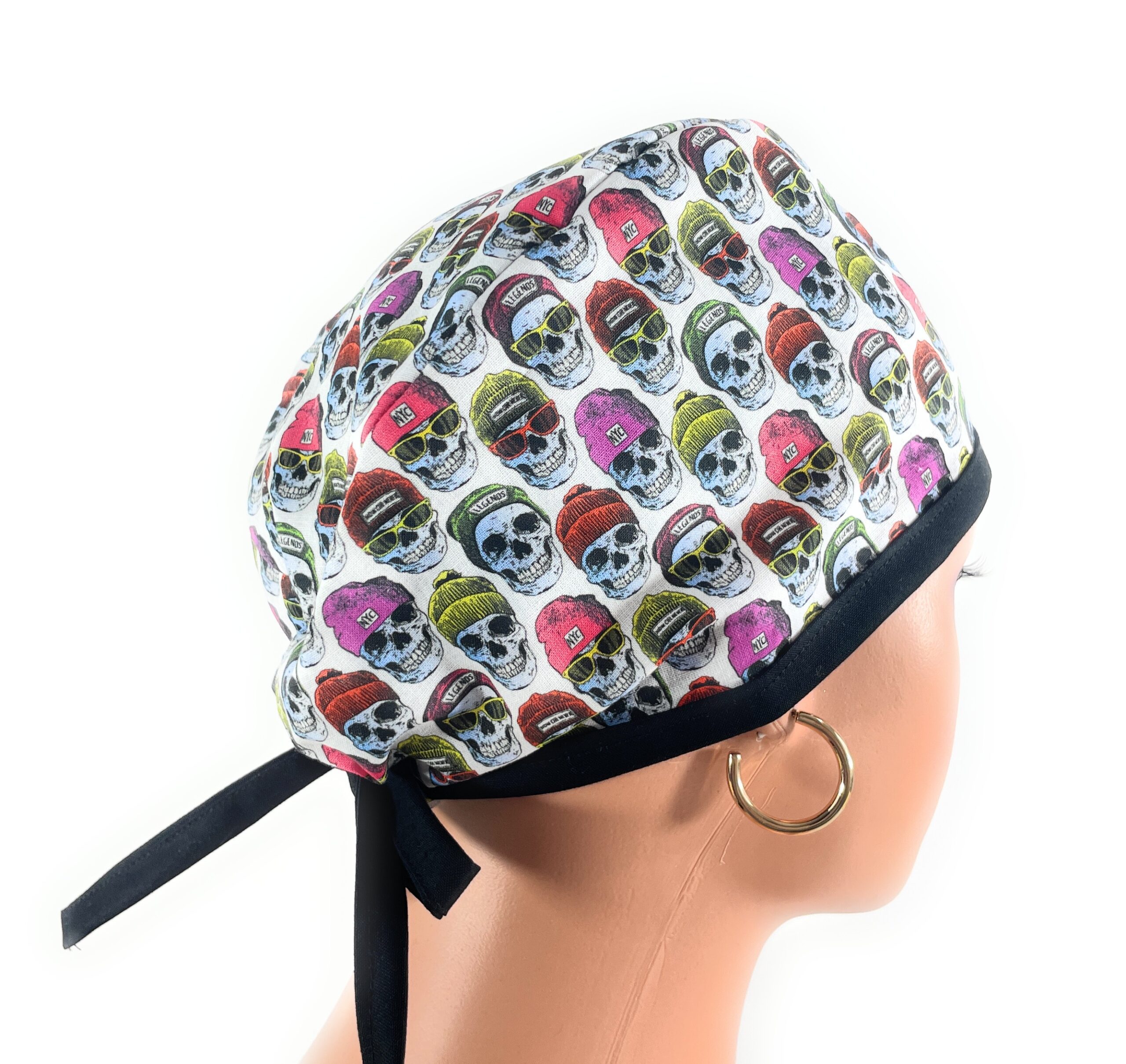 Unisex Medical Scrub Cap – Wicked - Packed Skulls - Image 6