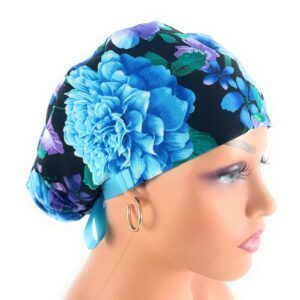 Double Sided Ponytail Medical Scrub Cap - Fantastic Flowers