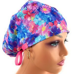 Double Sided Ponytail Medical Scrub Cap - Tropical Paradise