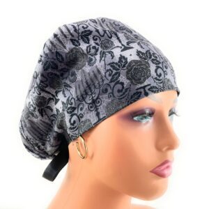 Double Sided Ponytail Medical Scrub Cap - Gothic Halloween