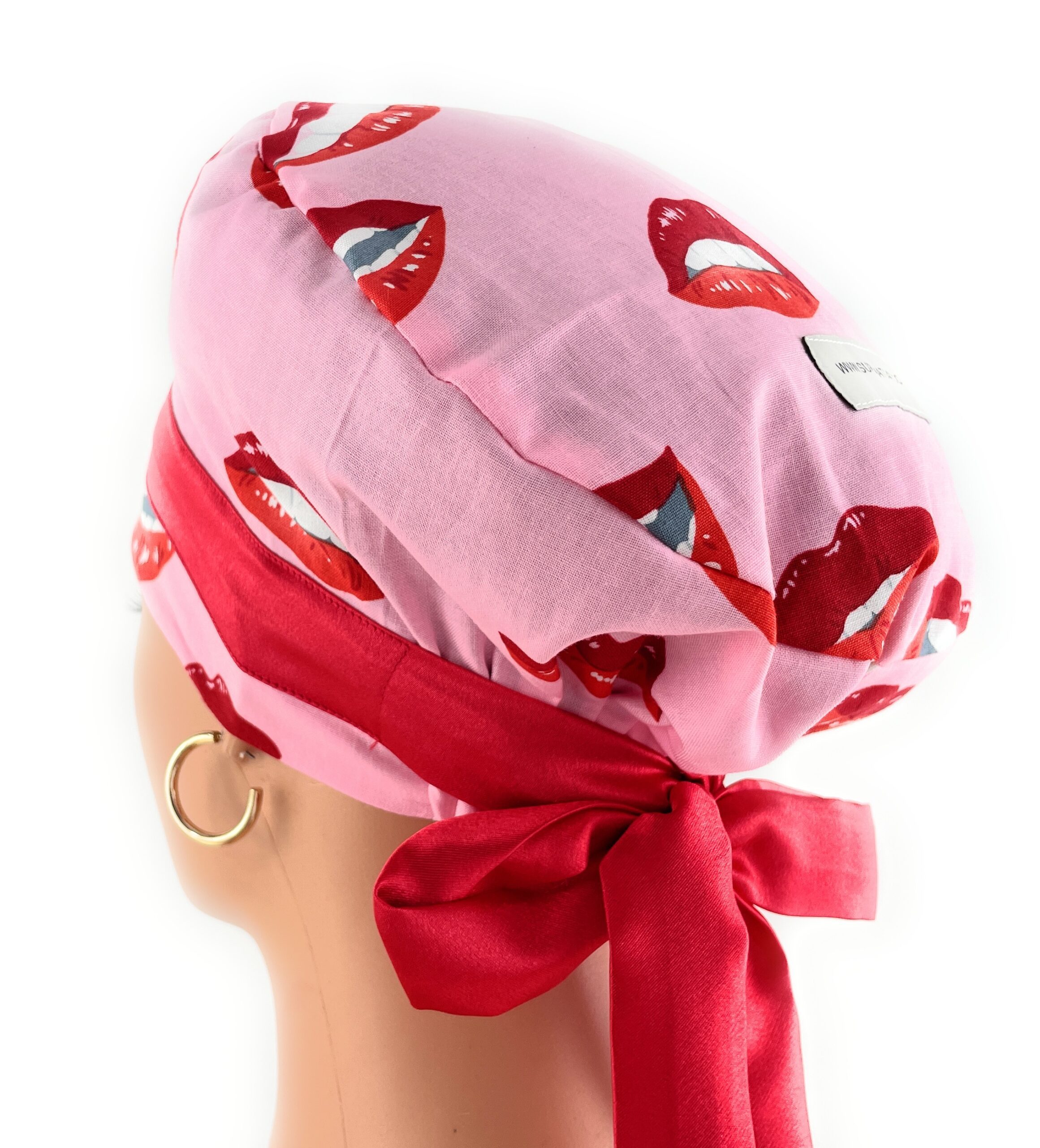 European Style Scrub Cap – (Sateen Ribbon) (No Ribbon) - Big Lips - Image 9