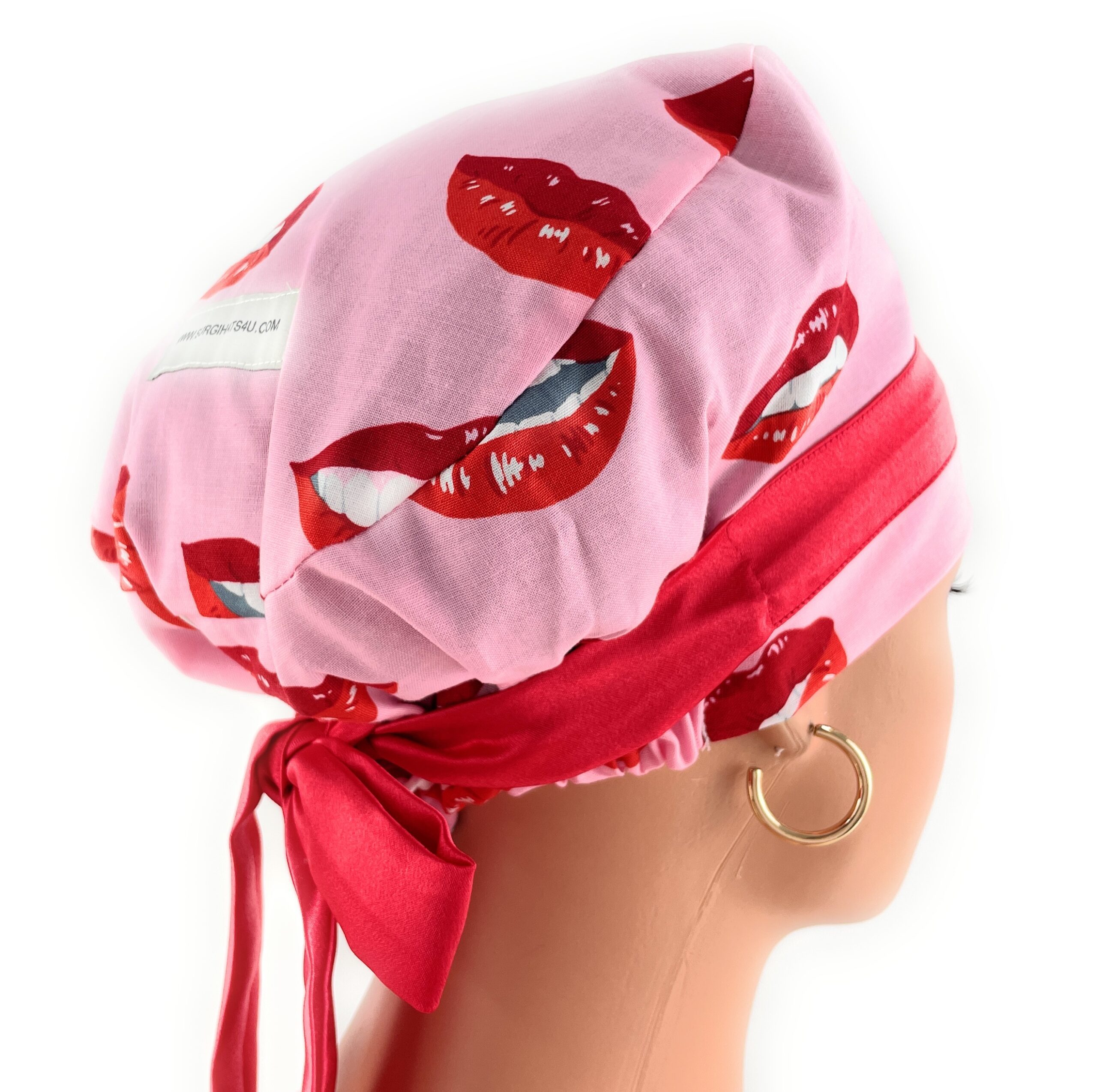 European Style Scrub Cap – (Sateen Ribbon) (No Ribbon) - Big Lips - Image 7