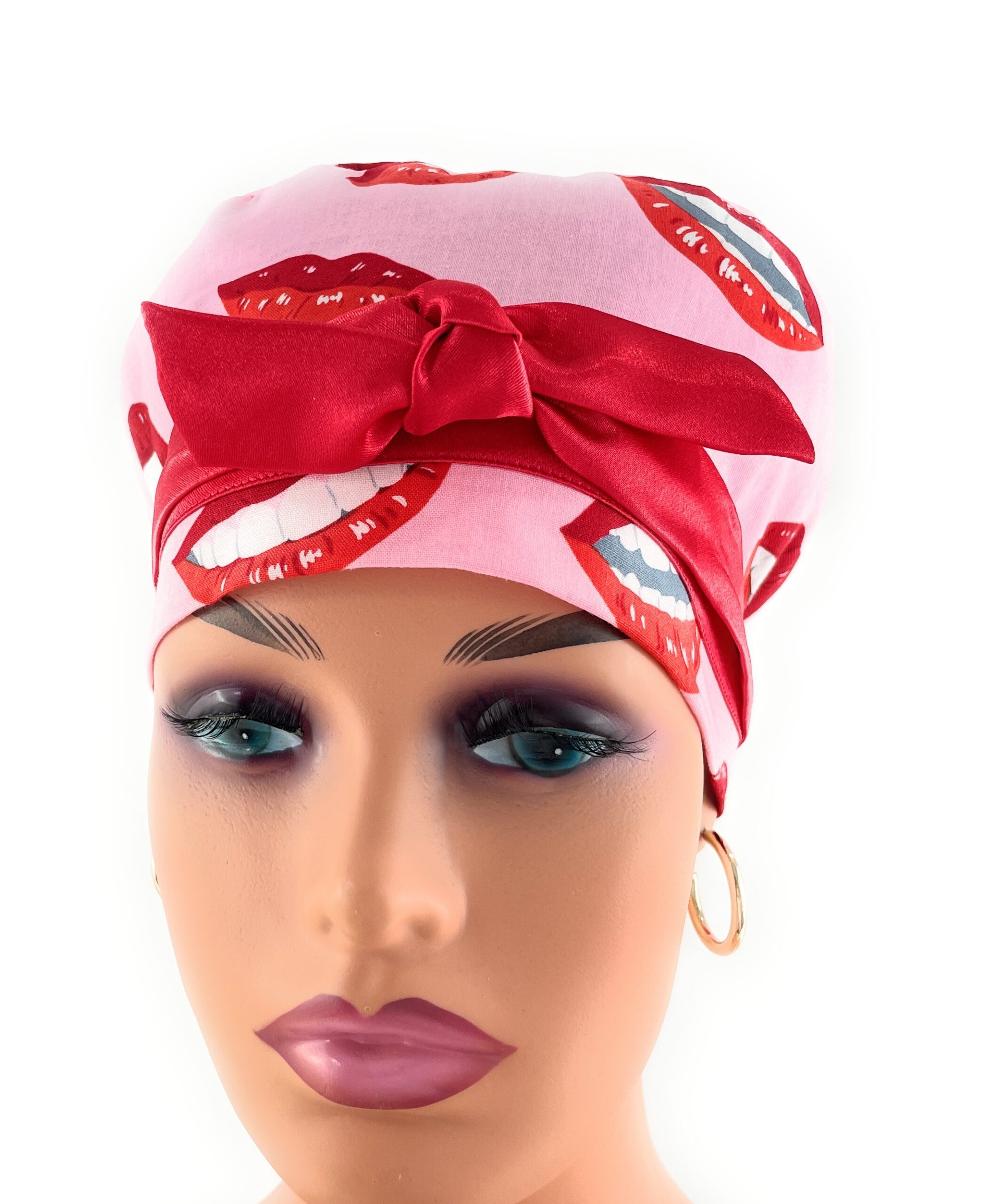 European Style Scrub Cap – (Sateen Ribbon) (No Ribbon) - Big Lips - Image 3