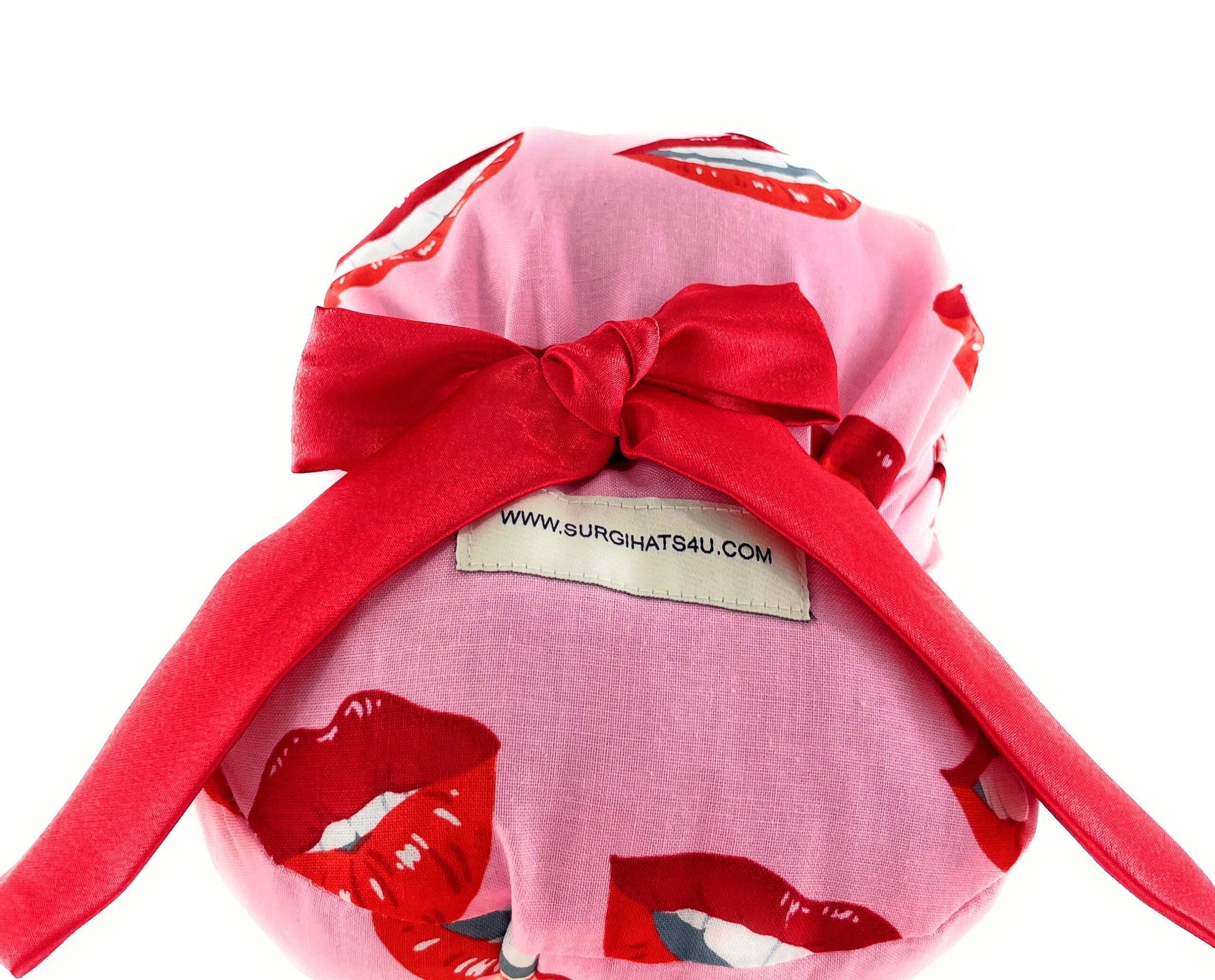European Style Scrub Cap – (Sateen Ribbon) (No Ribbon) - Big Lips - Image 11