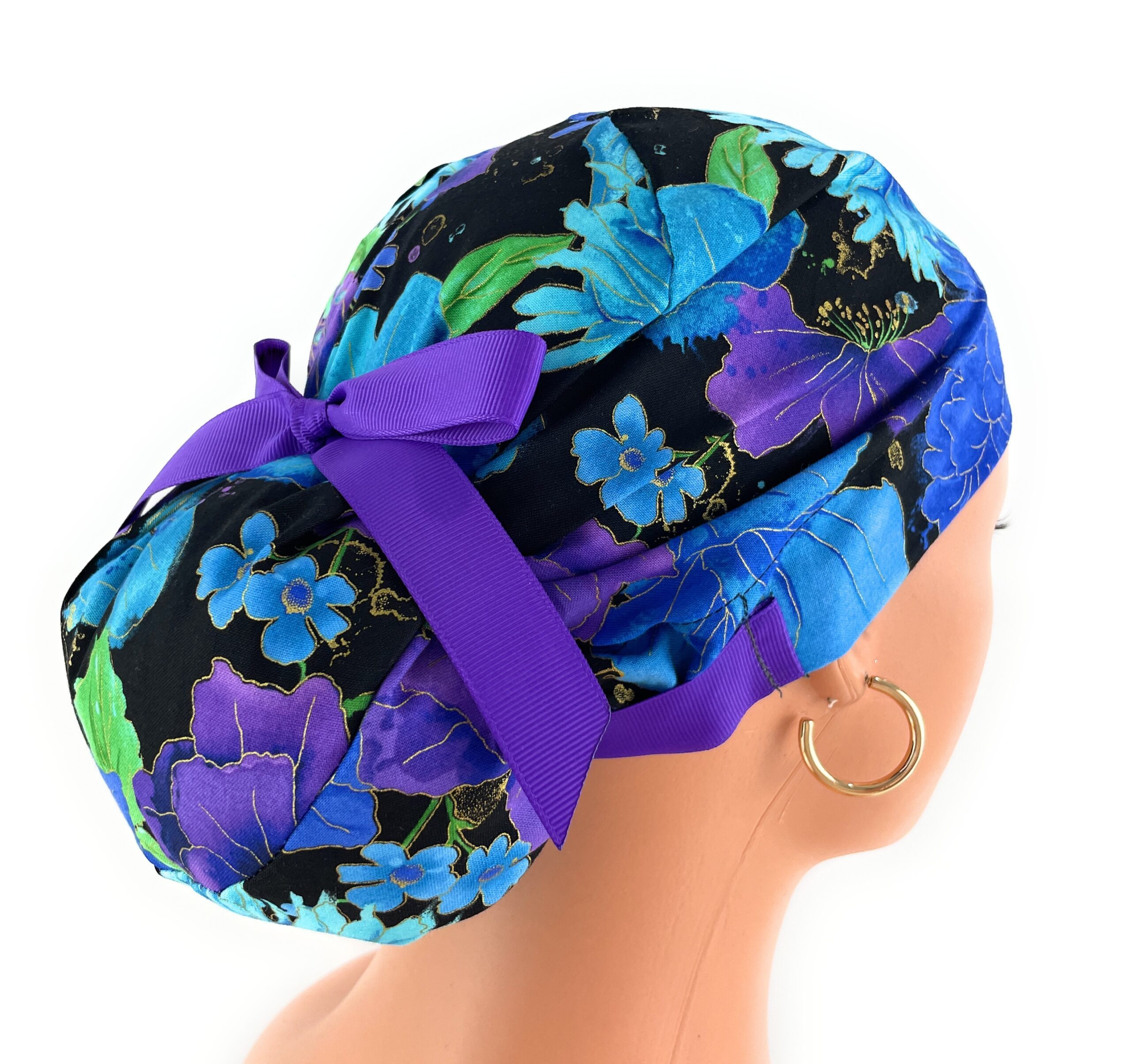 European Style Scrub Cap – (Grosgrain Ribbon) - (No Ribbon) - Dragonflies Dance - Image 8