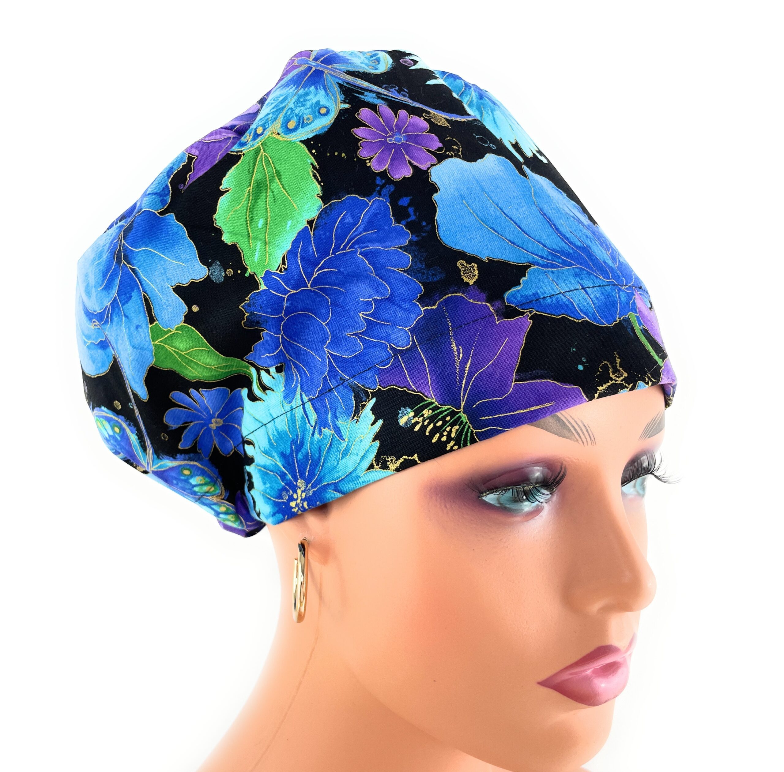 European Style Scrub Cap – (Grosgrain Ribbon) - (No Ribbon) - Dragonflies Dance - Image 14