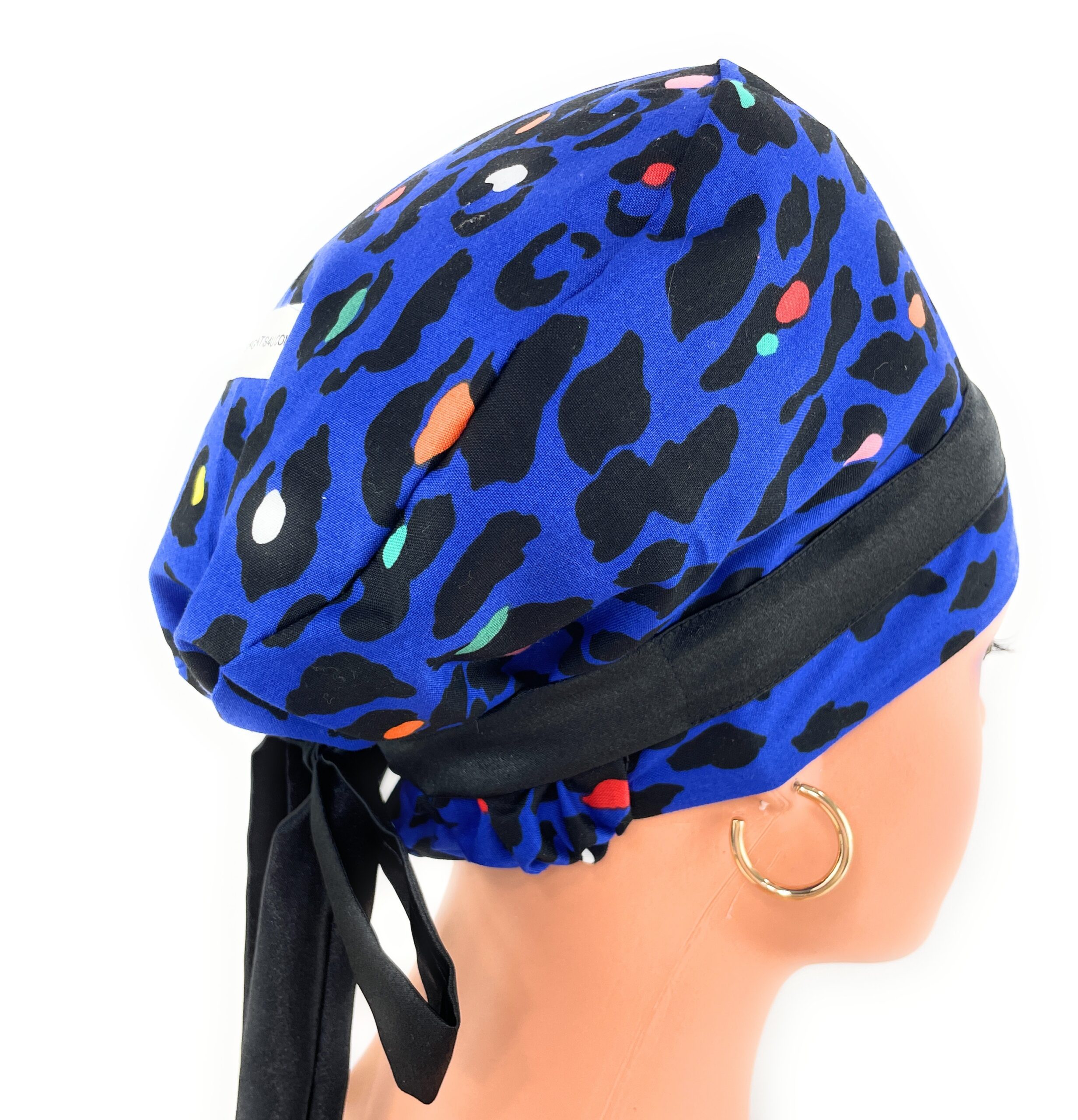 European Style Scrub Cap – (Sateen Ribbon) (No Ribbon) - Cheetah In Purple - Image 8