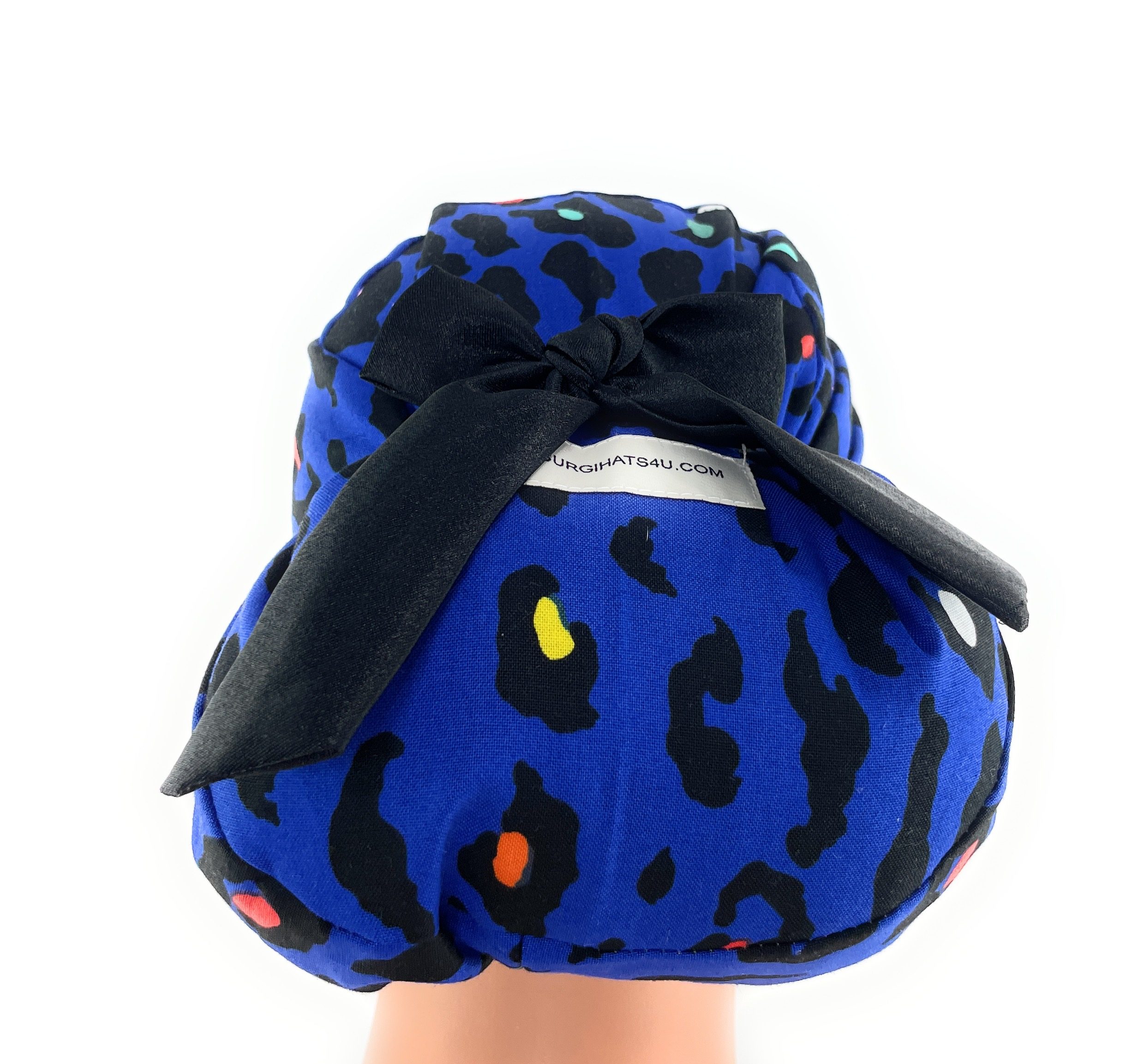 European Style Scrub Cap – (Sateen Ribbon) (No Ribbon) - Cheetah In Purple - Image 12