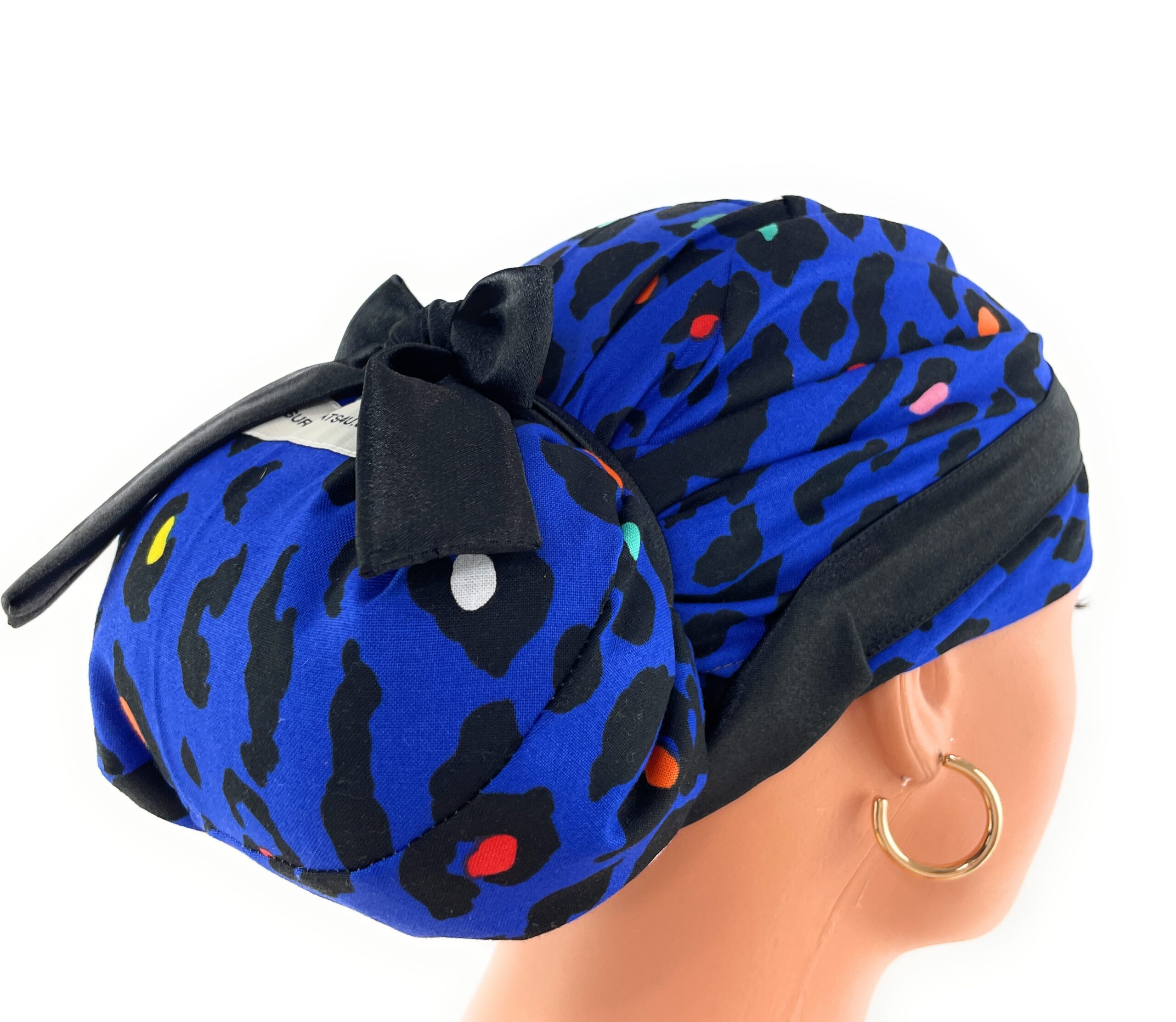 European Style Scrub Cap – (Sateen Ribbon) (No Ribbon) - Cheetah In Purple - Image 11