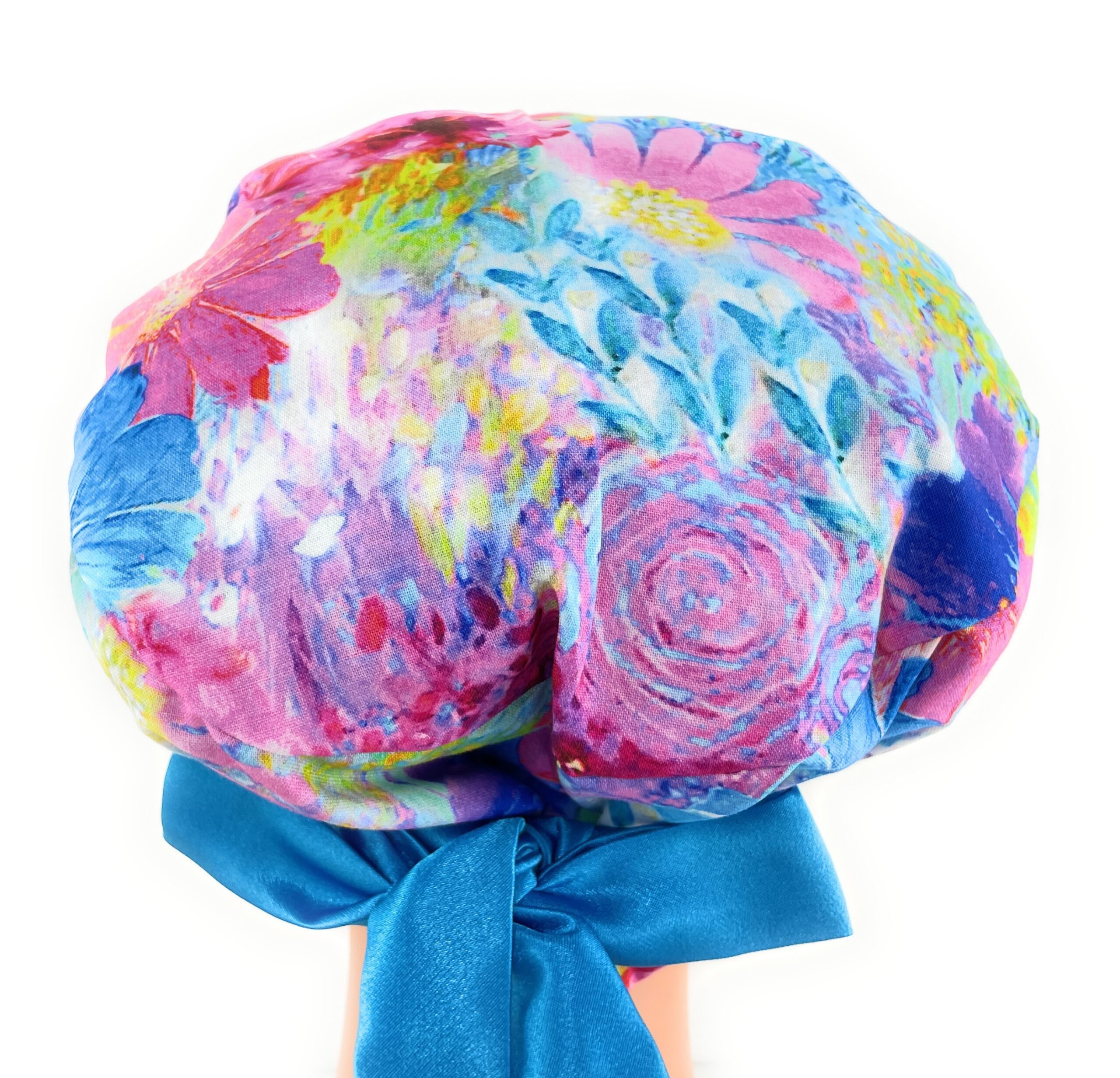 European Style Scrub Cap – (Sateen Ribbon) (No Ribbon) - Big Flowers - Image 9