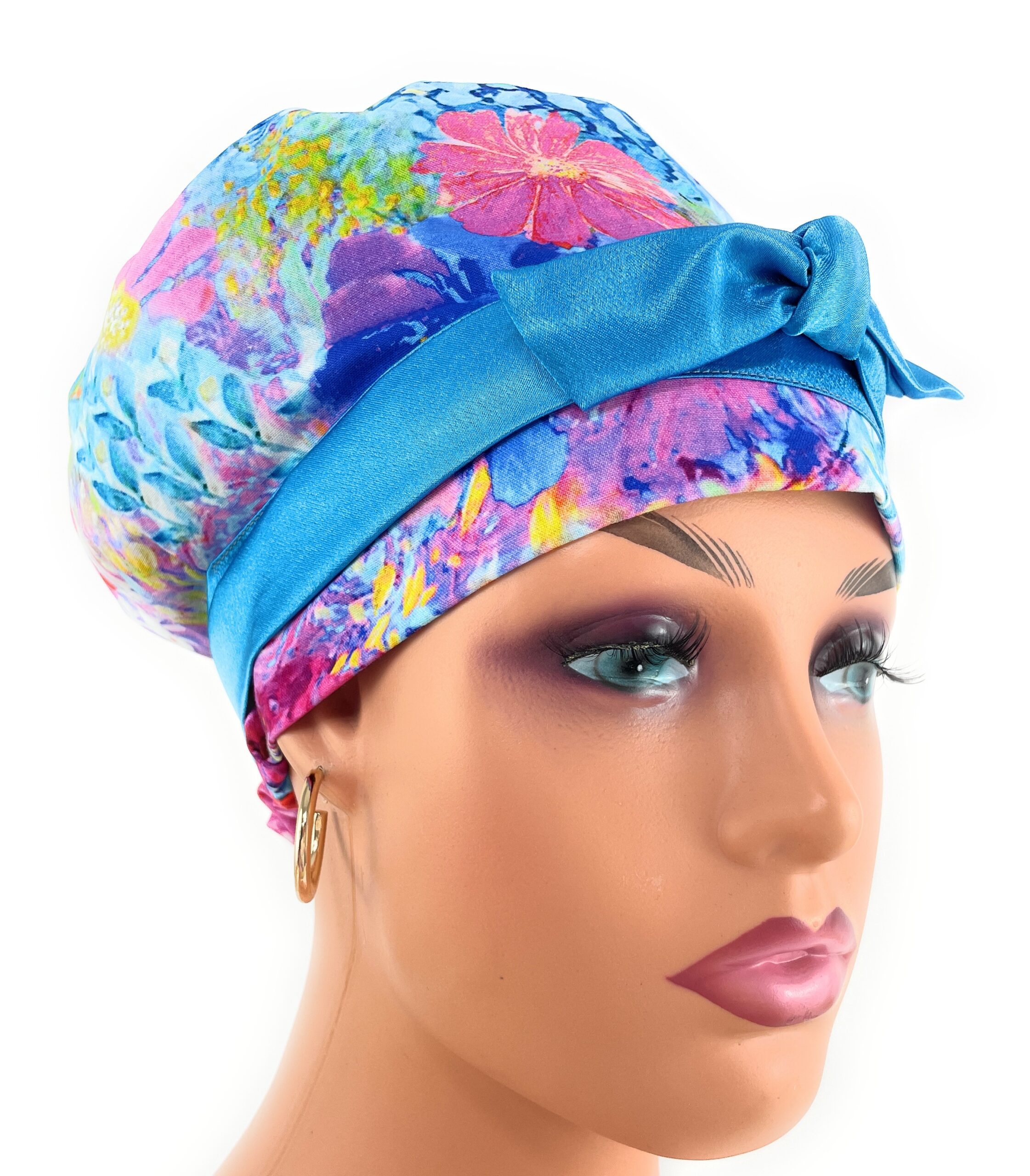 European Style Scrub Cap – (Sateen Ribbon) (No Ribbon) - Big Flowers
