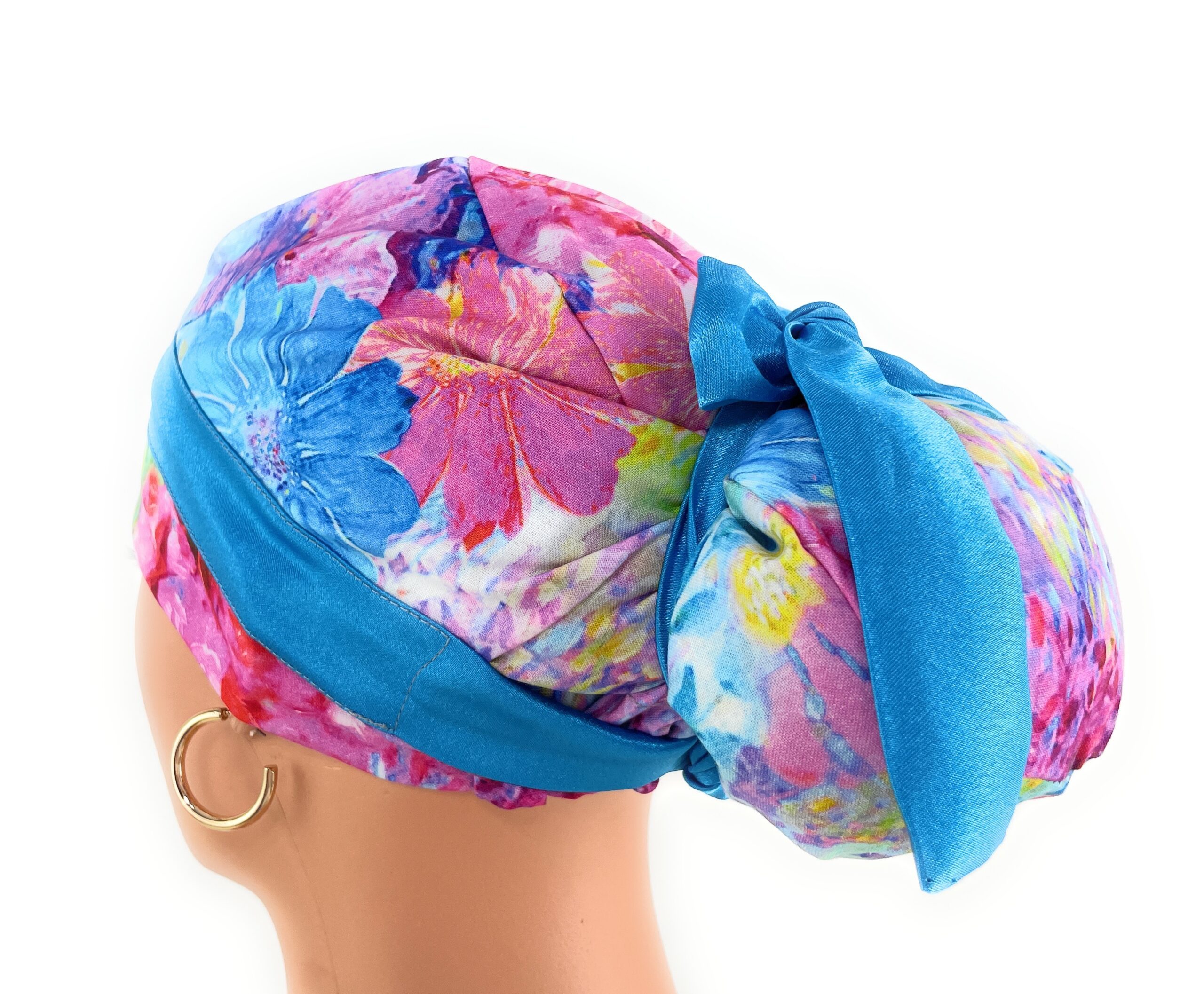 European Style Scrub Cap – (Sateen Ribbon) (No Ribbon) - Big Flowers - Image 13