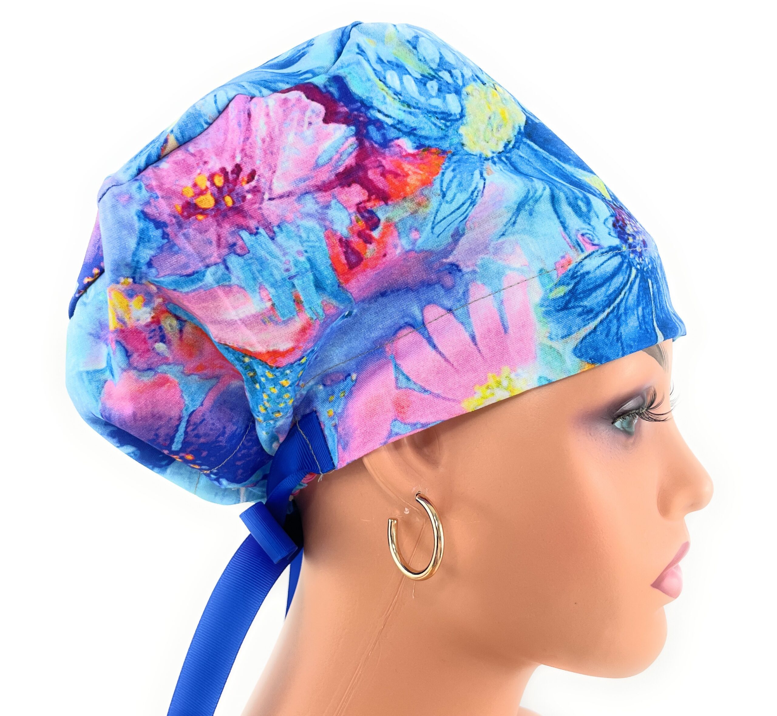 European Style Scrub Cap – (Grosgrain Ribbon) (No Ribbon) - Flourish - Garden Bliss - Image 5