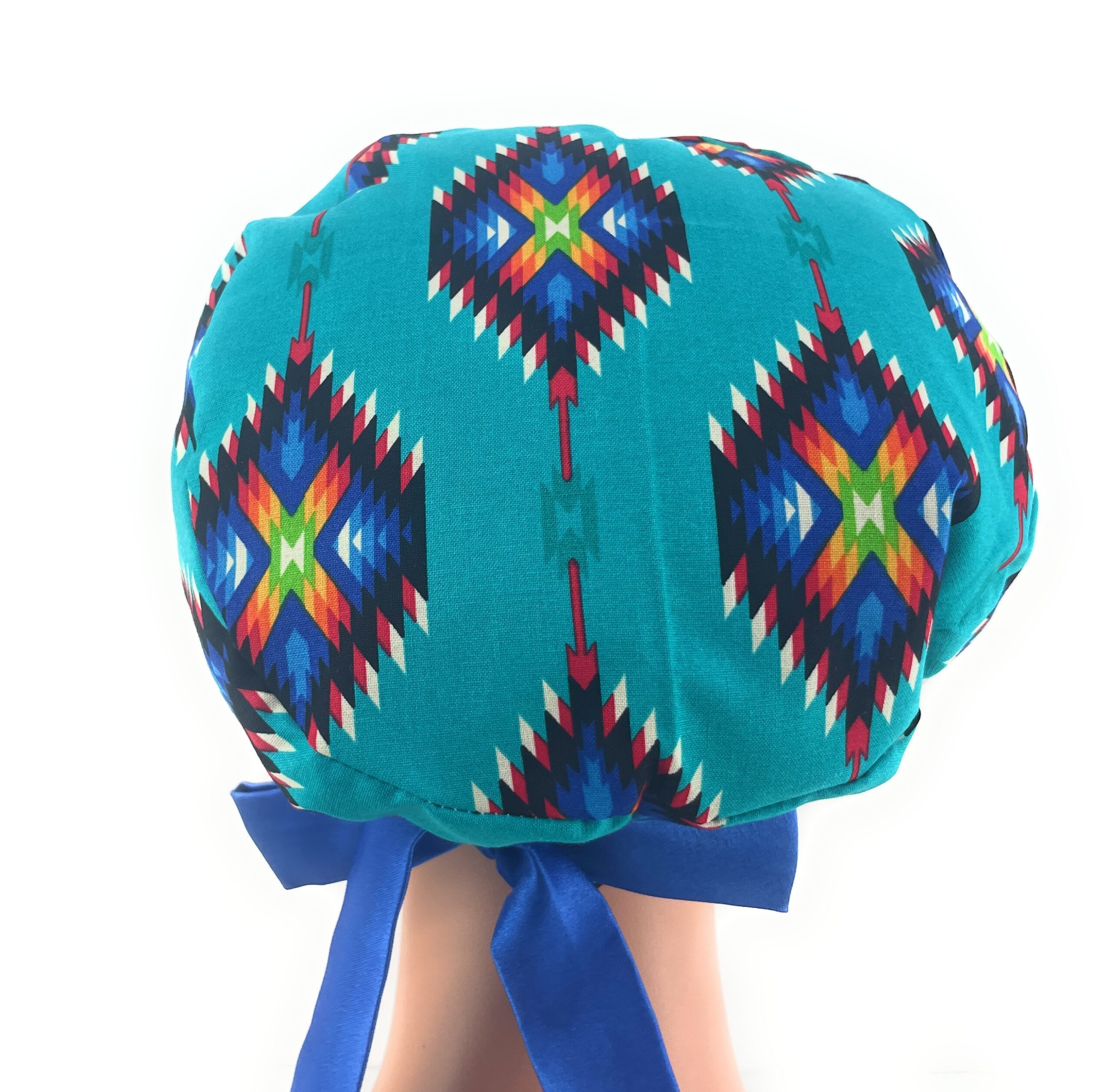 European Style Scrub Cap – (Sateen Ribbon) (No Ribbon) - Southwestern Print - Image 9
