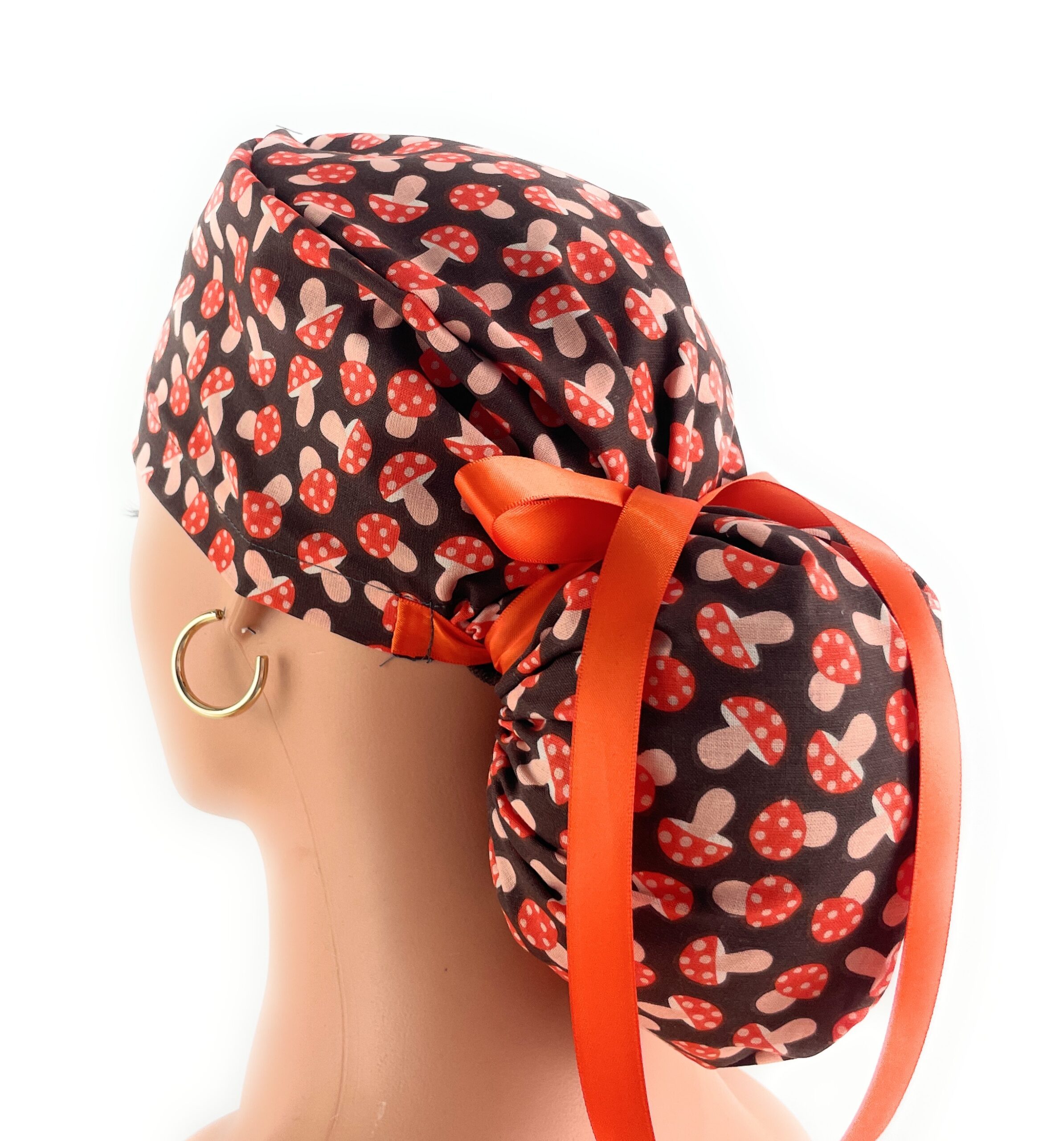 Ponytail Medical Scrub Cap – Spotted Mushrooms - Image 8