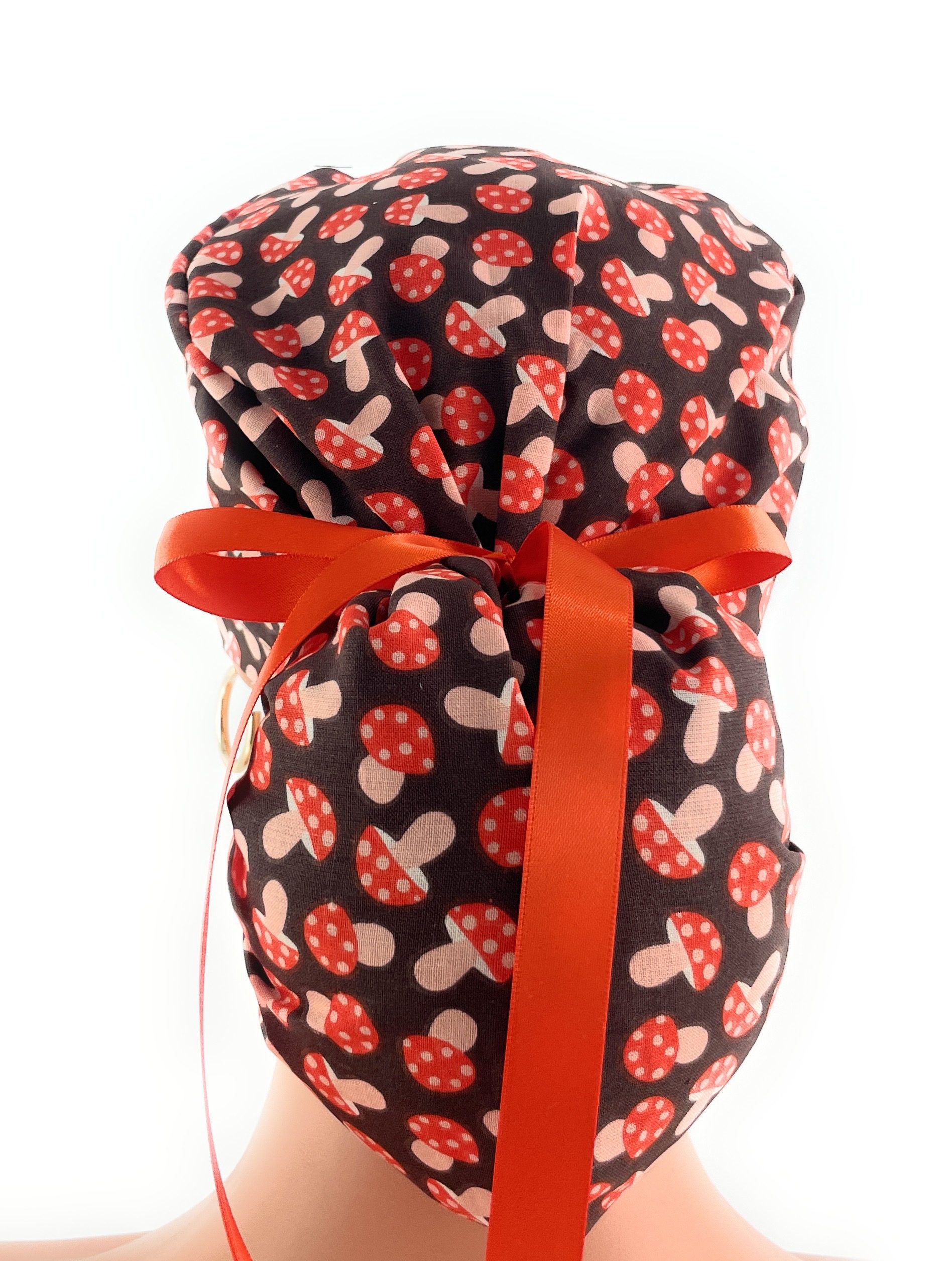 Ponytail Medical Scrub Cap – Spotted Mushrooms - Image 7