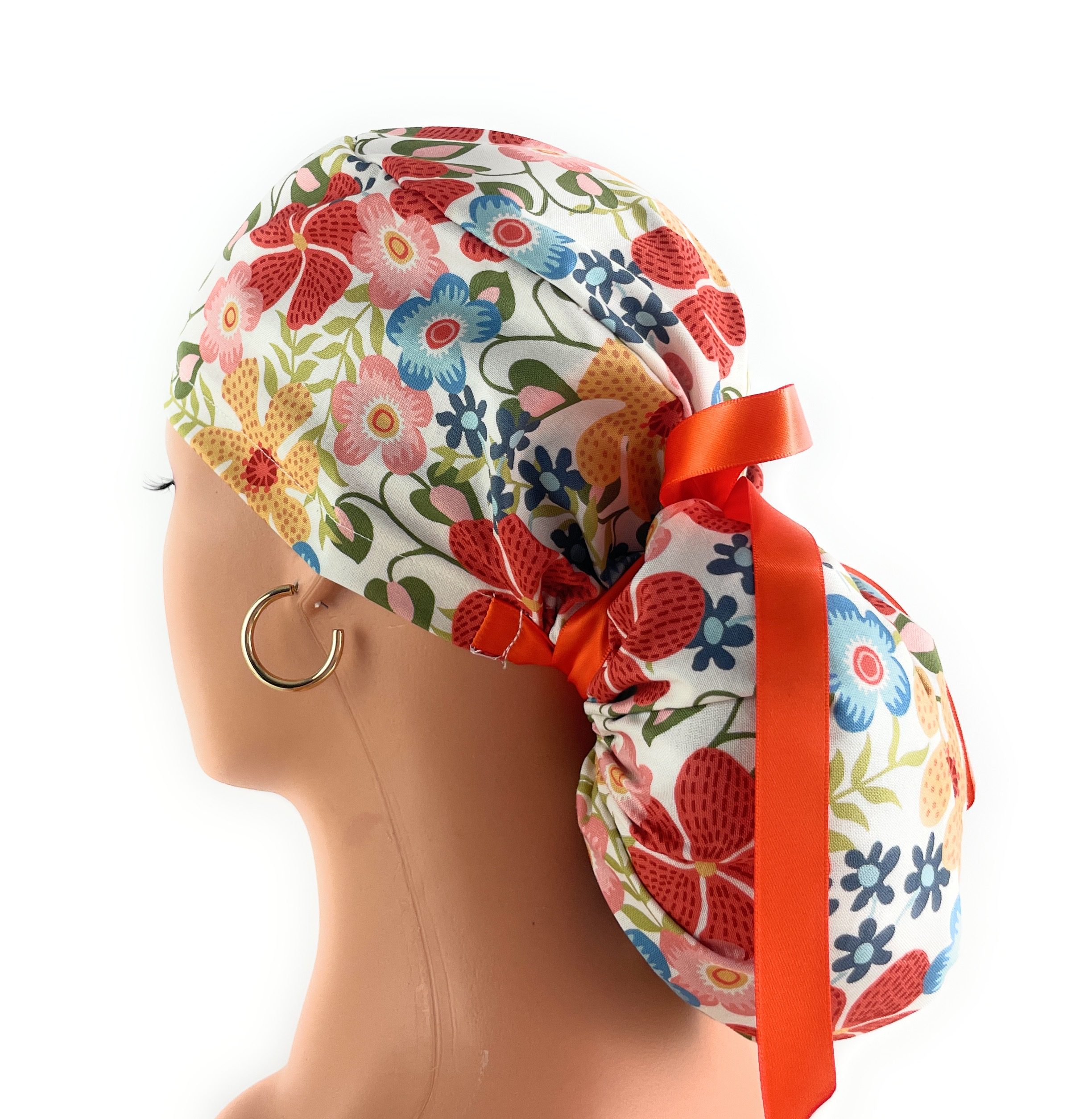 Ponytail Medical Scrub Cap – Autumn Enchantment in Warm Oak - Image 7