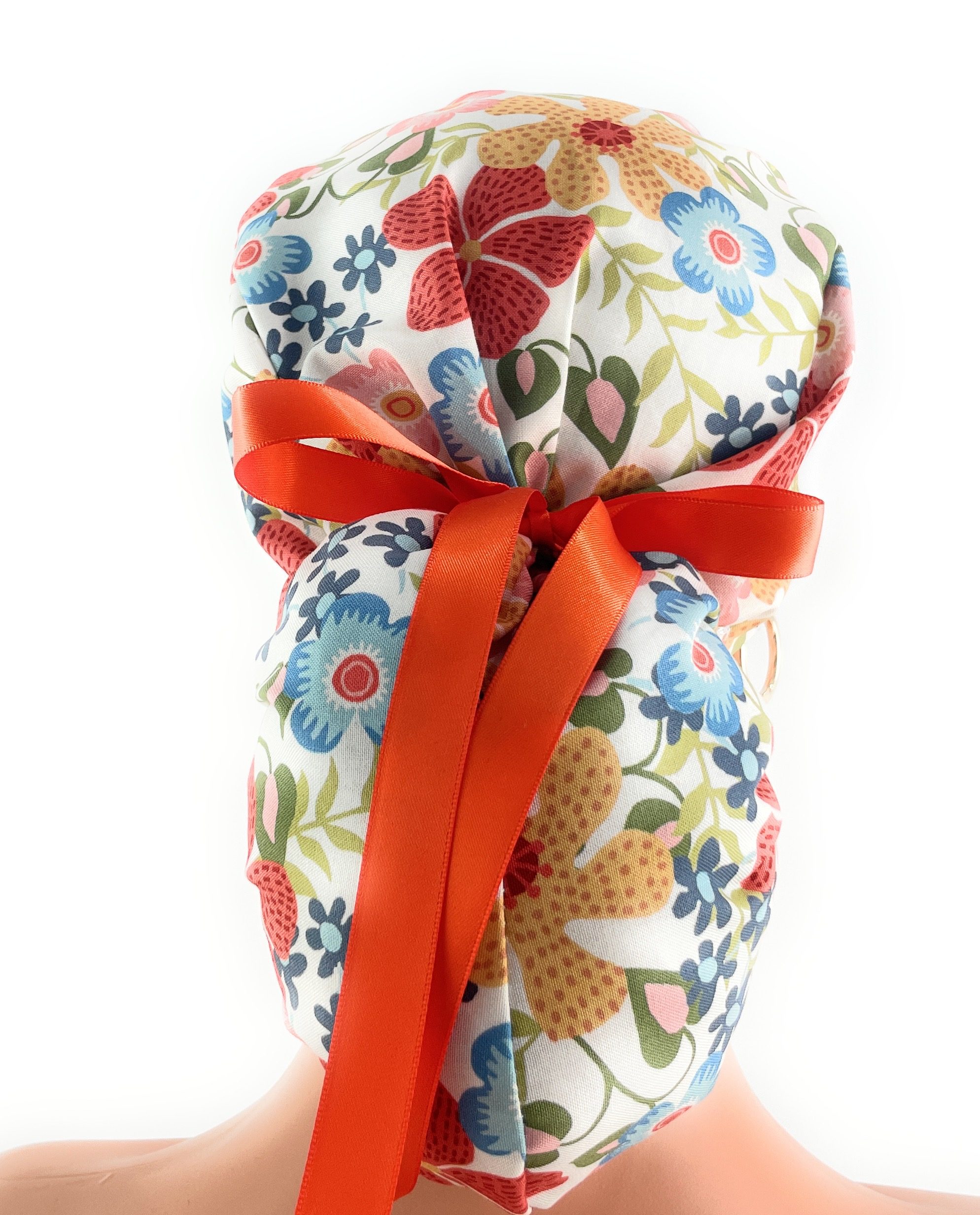 Ponytail Medical Scrub Cap – Autumn Enchantment in Warm Oak - Image 6