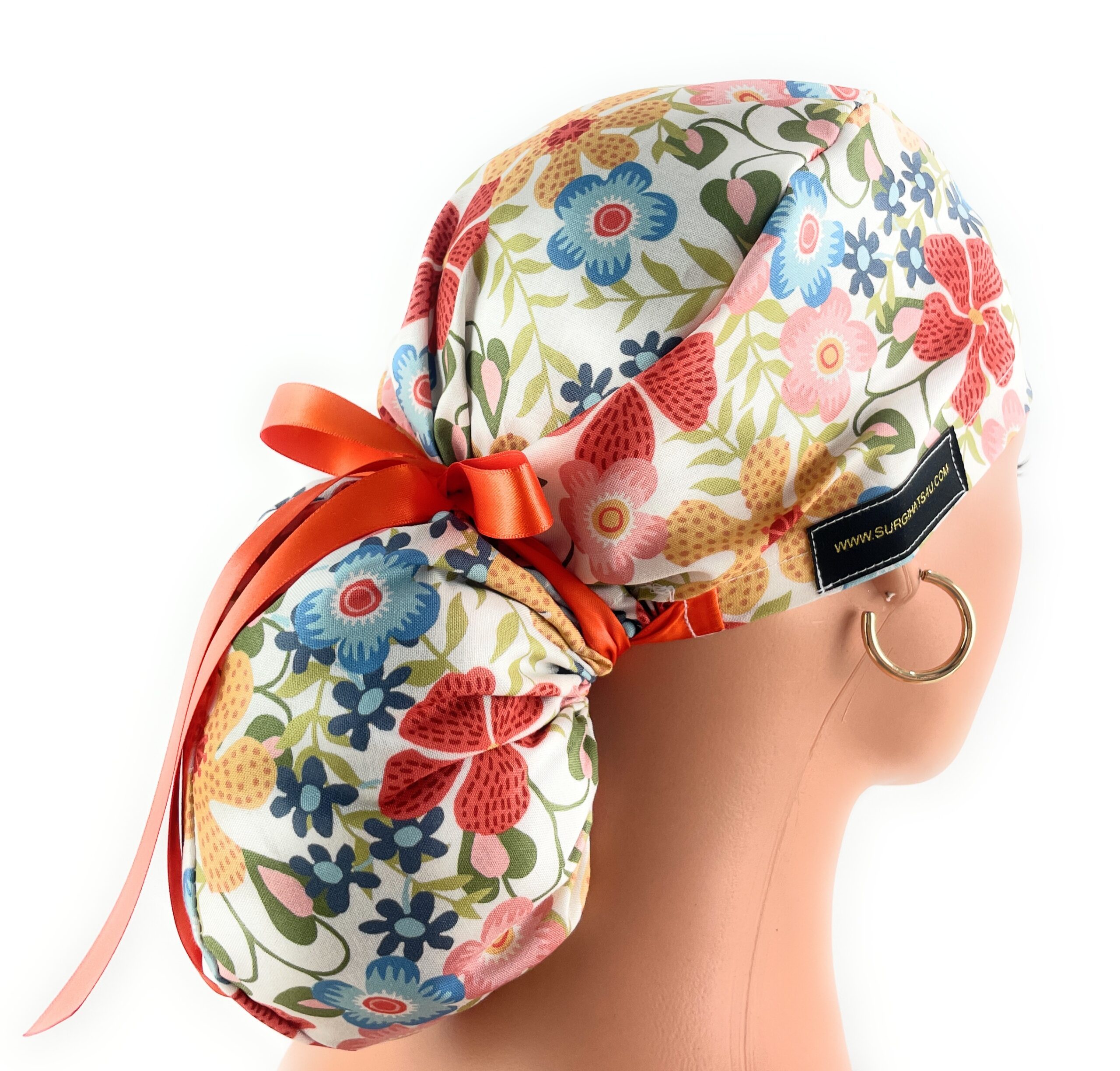 Ponytail Medical Scrub Cap – Autumn Enchantment in Warm Oak - Image 5