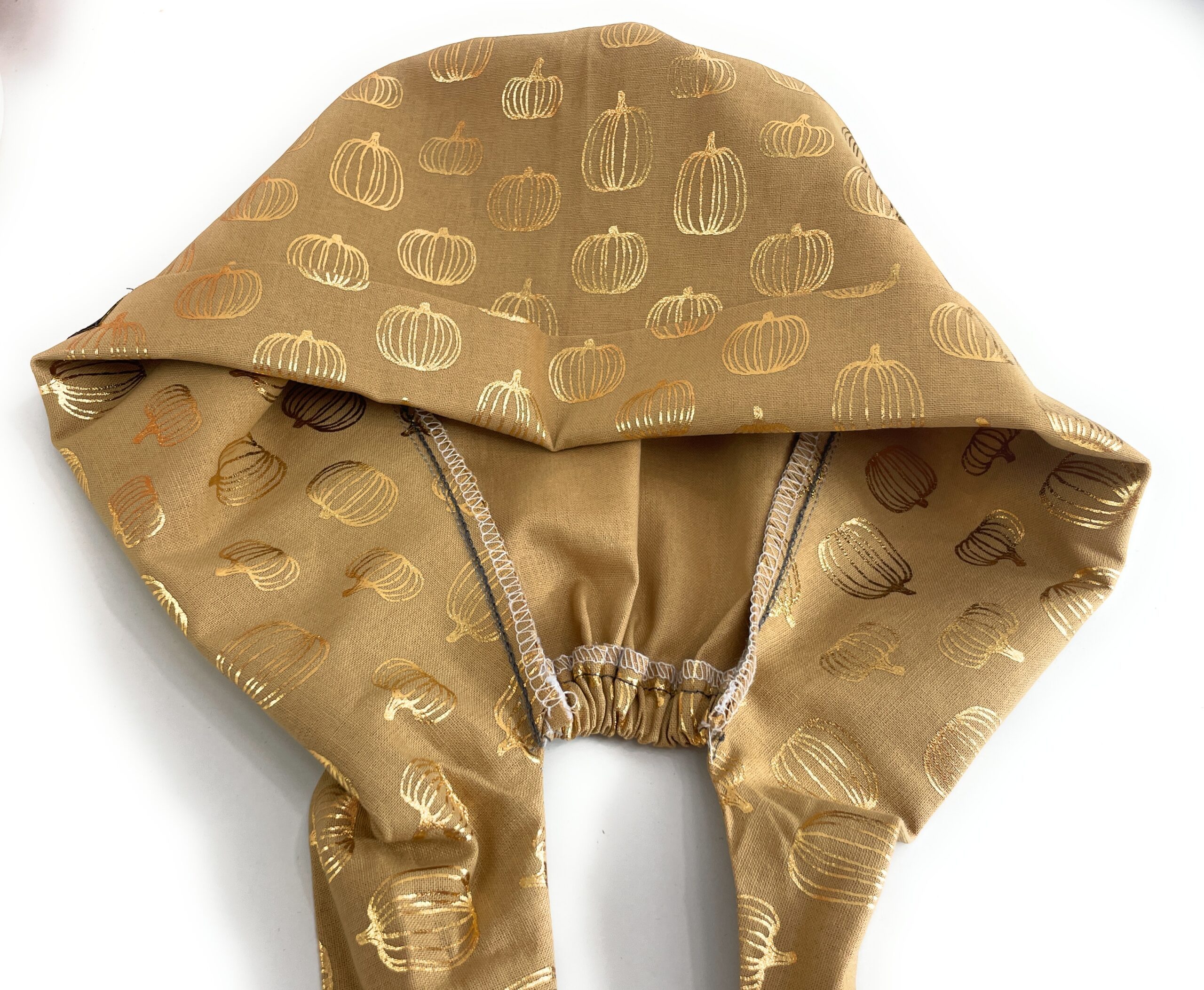 Chemo Medical Scrub Cap - Gold Pumpkins on Cream - Image 9