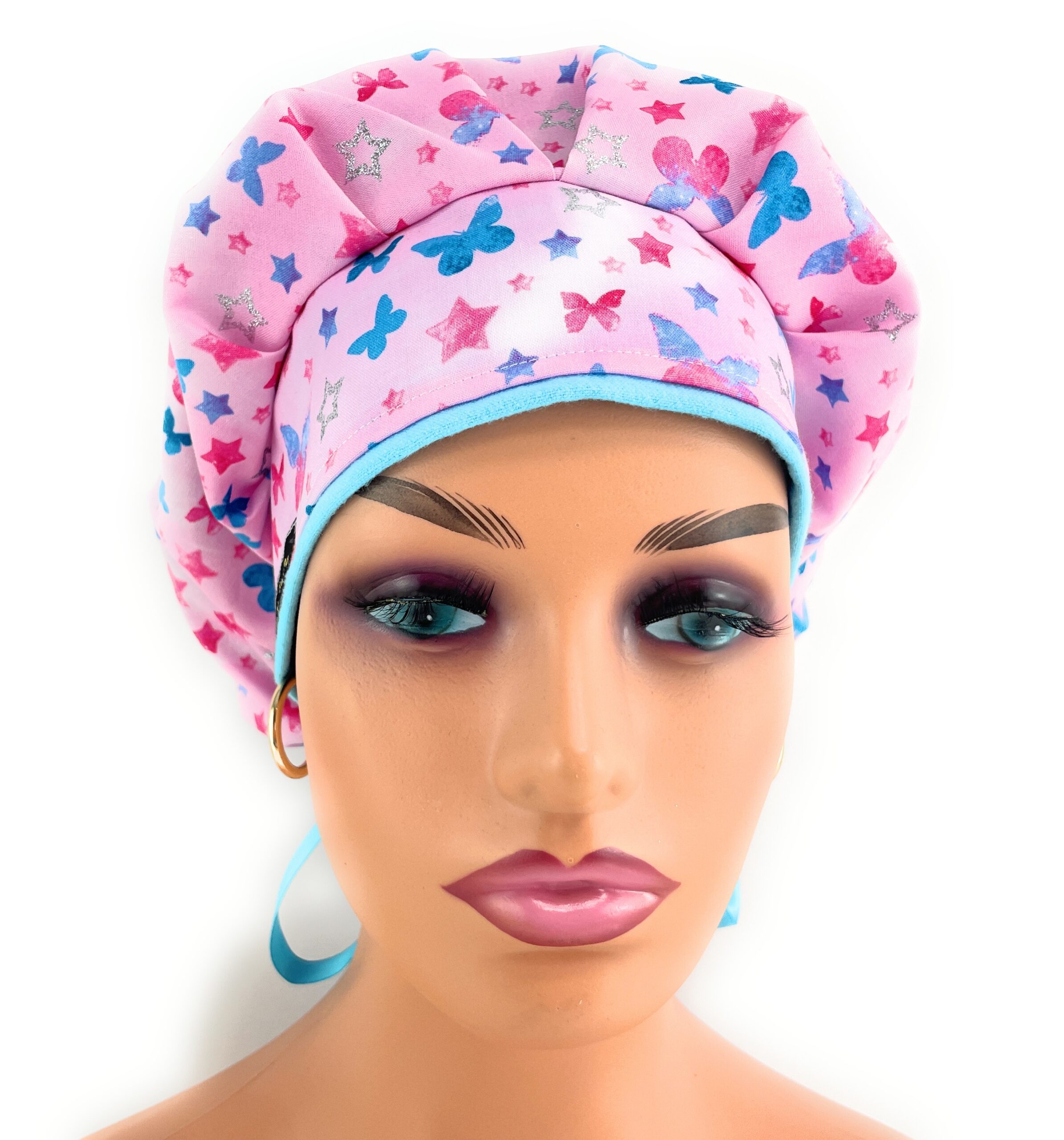 Bouffant Medical Scrub Cap - Glitter Stars & Butterflies - Image 3
