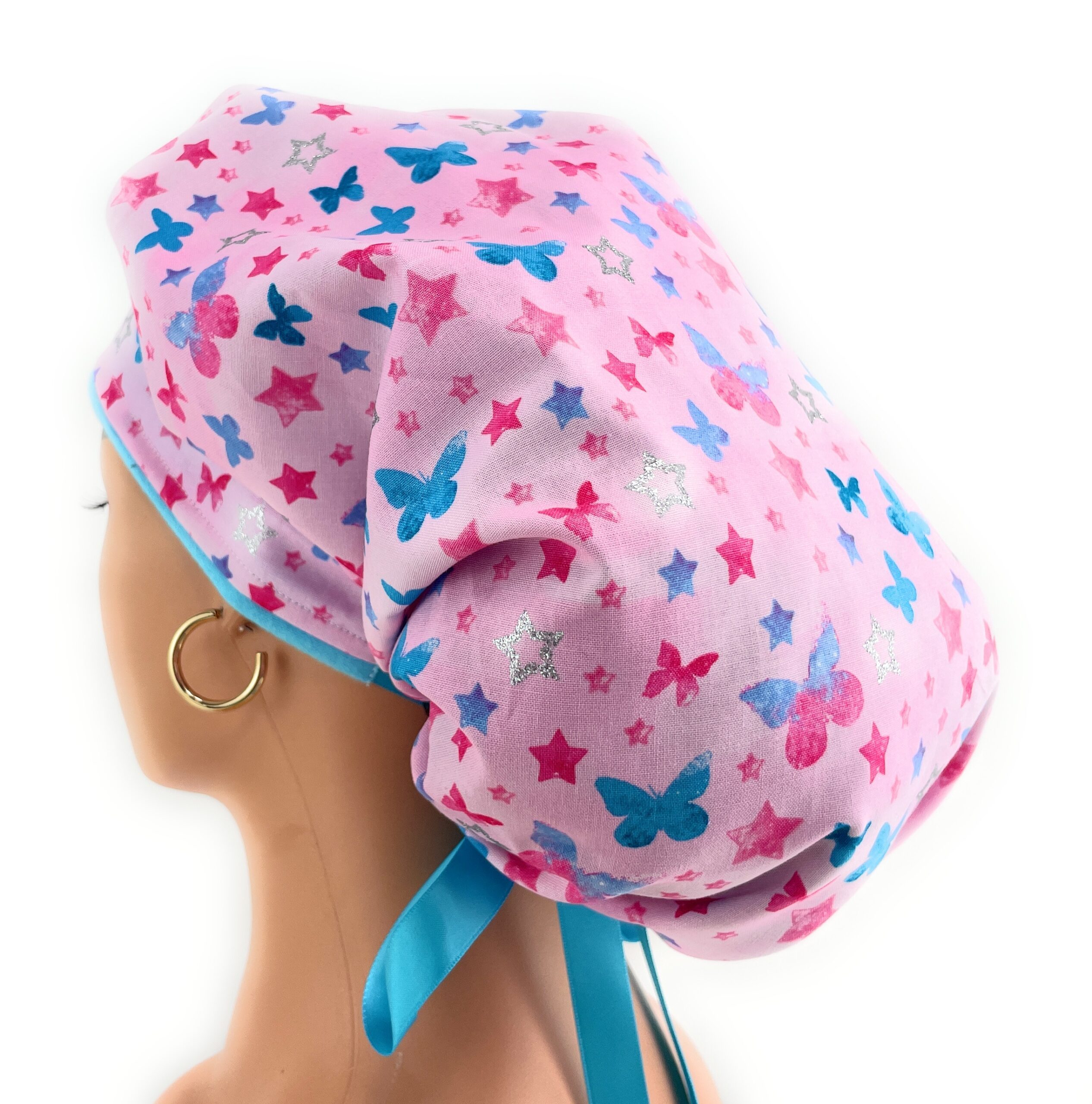 Bouffant Medical Scrub Cap - Glitter Stars & Butterflies - Image 13