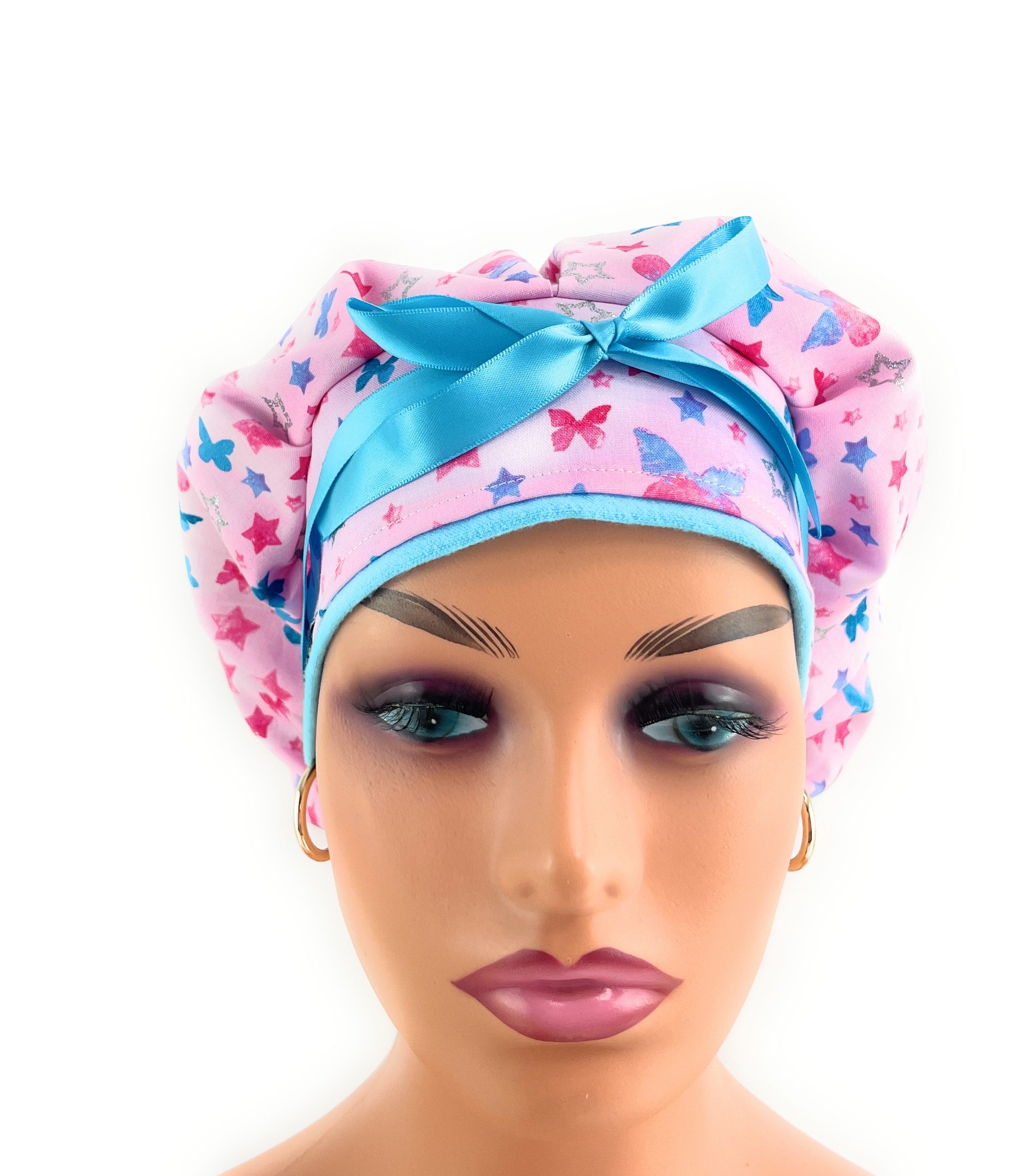 Bouffant Medical Scrub Cap - Glitter Stars & Butterflies - Image 7