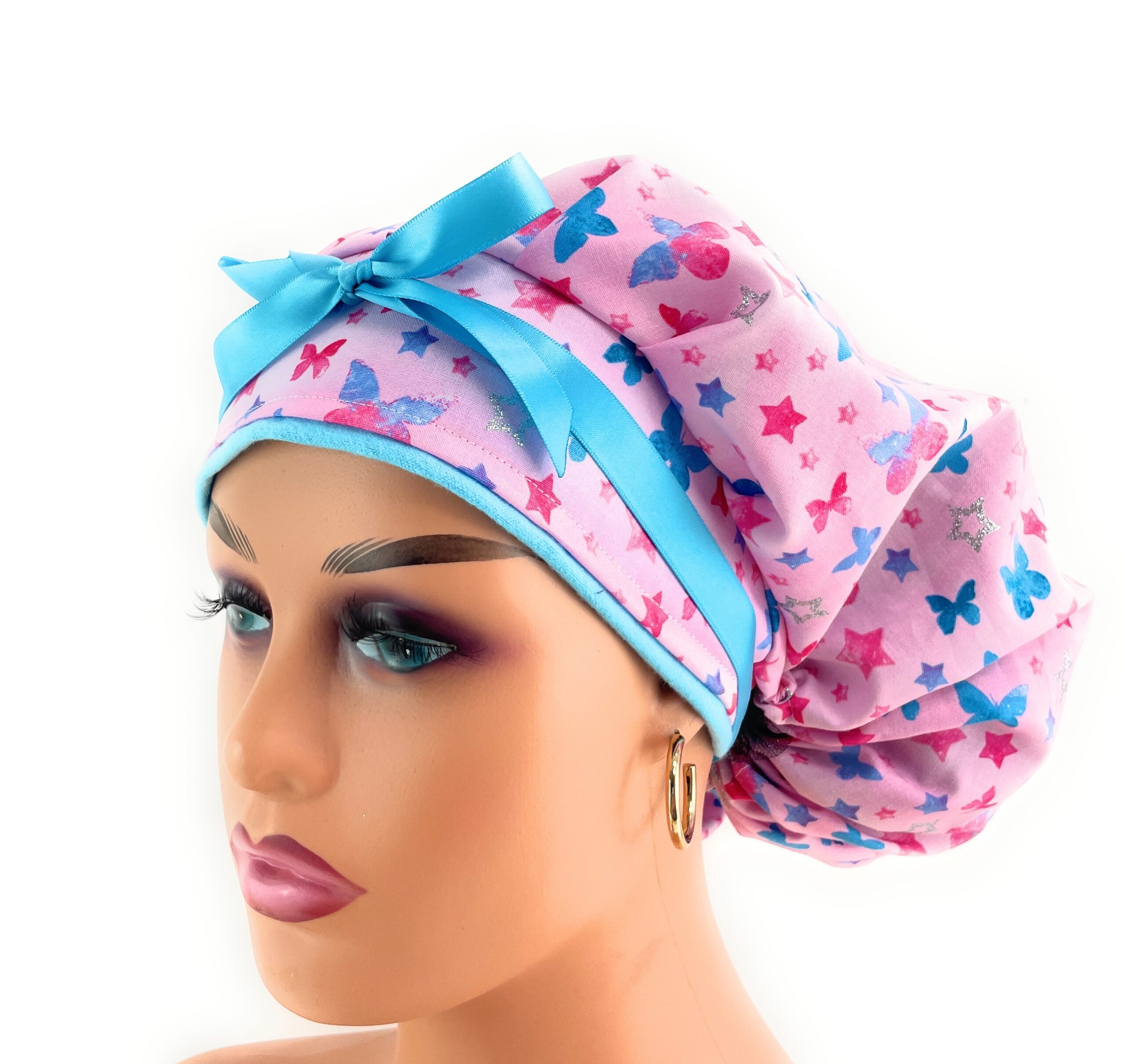 Bouffant Medical Scrub Cap - Glitter Stars & Butterflies - Image 8