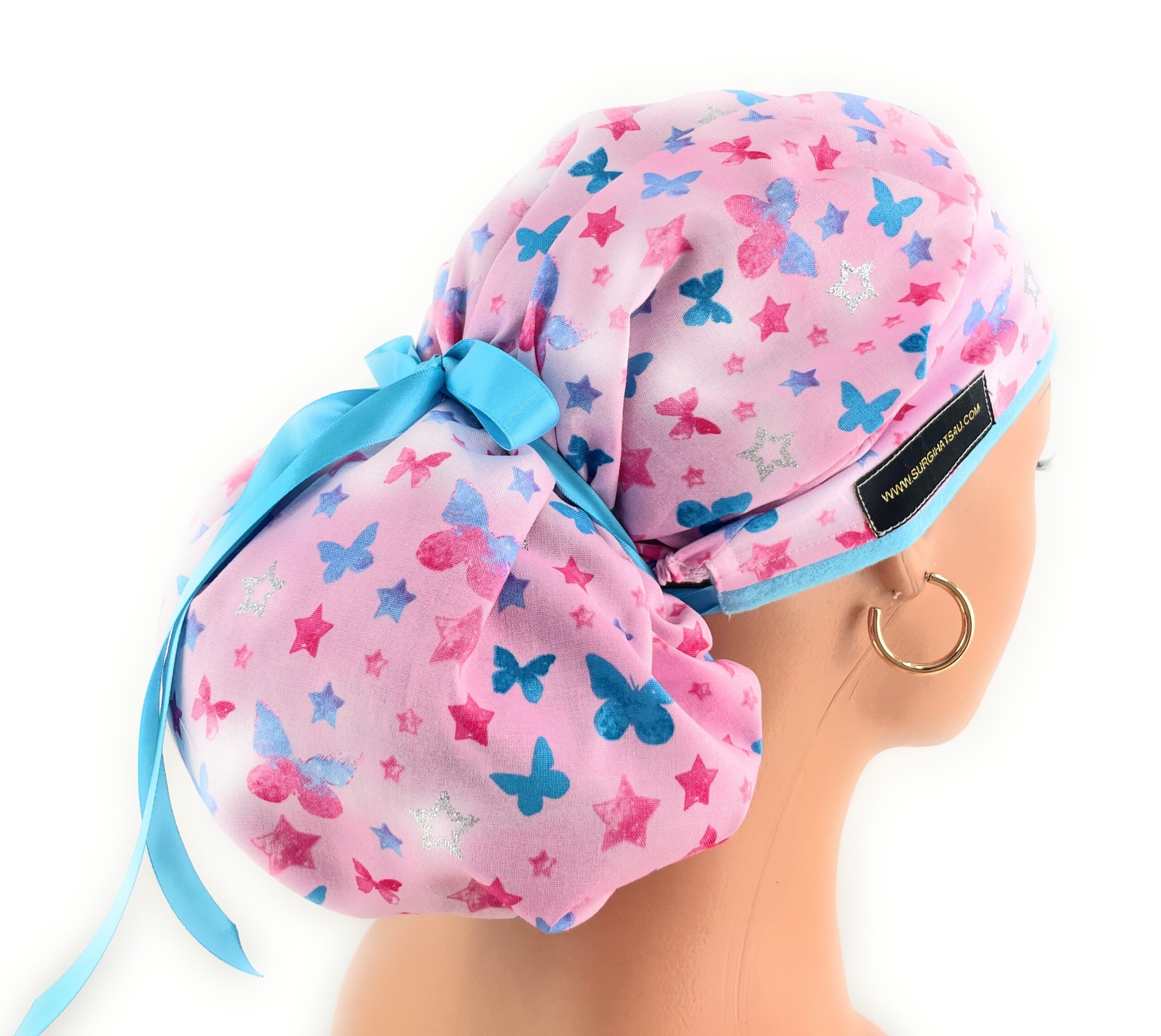 Bouffant Medical Scrub Cap - Glitter Stars & Butterflies - Image 6