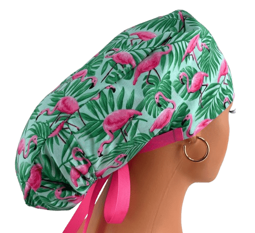 Double Sided Ponytail Medical Scrub Cap - Big Flowers (Copy) - Image 10