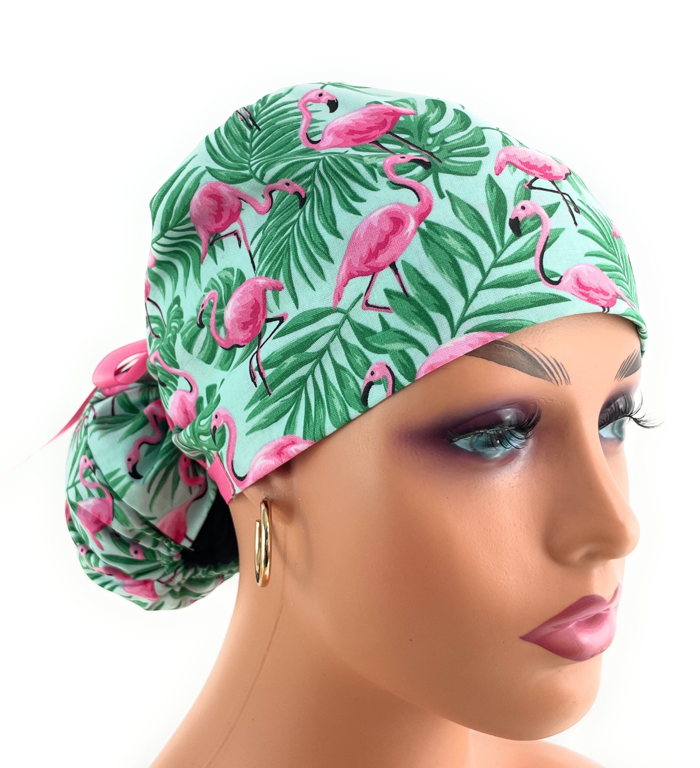 Double Sided Ponytail Medical Scrub Cap - Big Flowers (Copy)