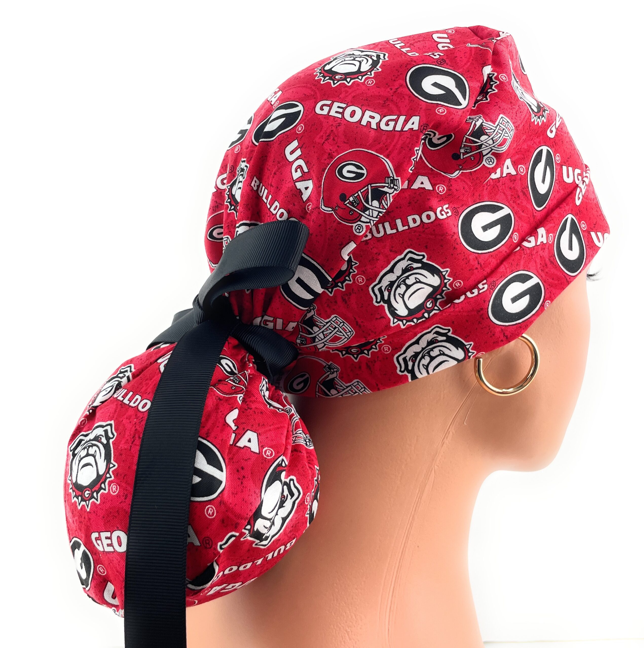 Turn Up Ponytail Medical Scrub Cap - Georgia Bulldogs - Image 7