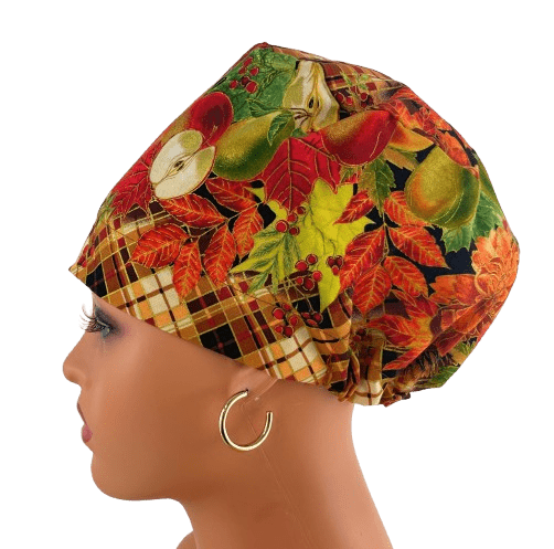 European Style Scrub Cap – (Grosgrain Ribbon) - (No Ribbon) - Harvest Festival - Fall Fruit - Image 13