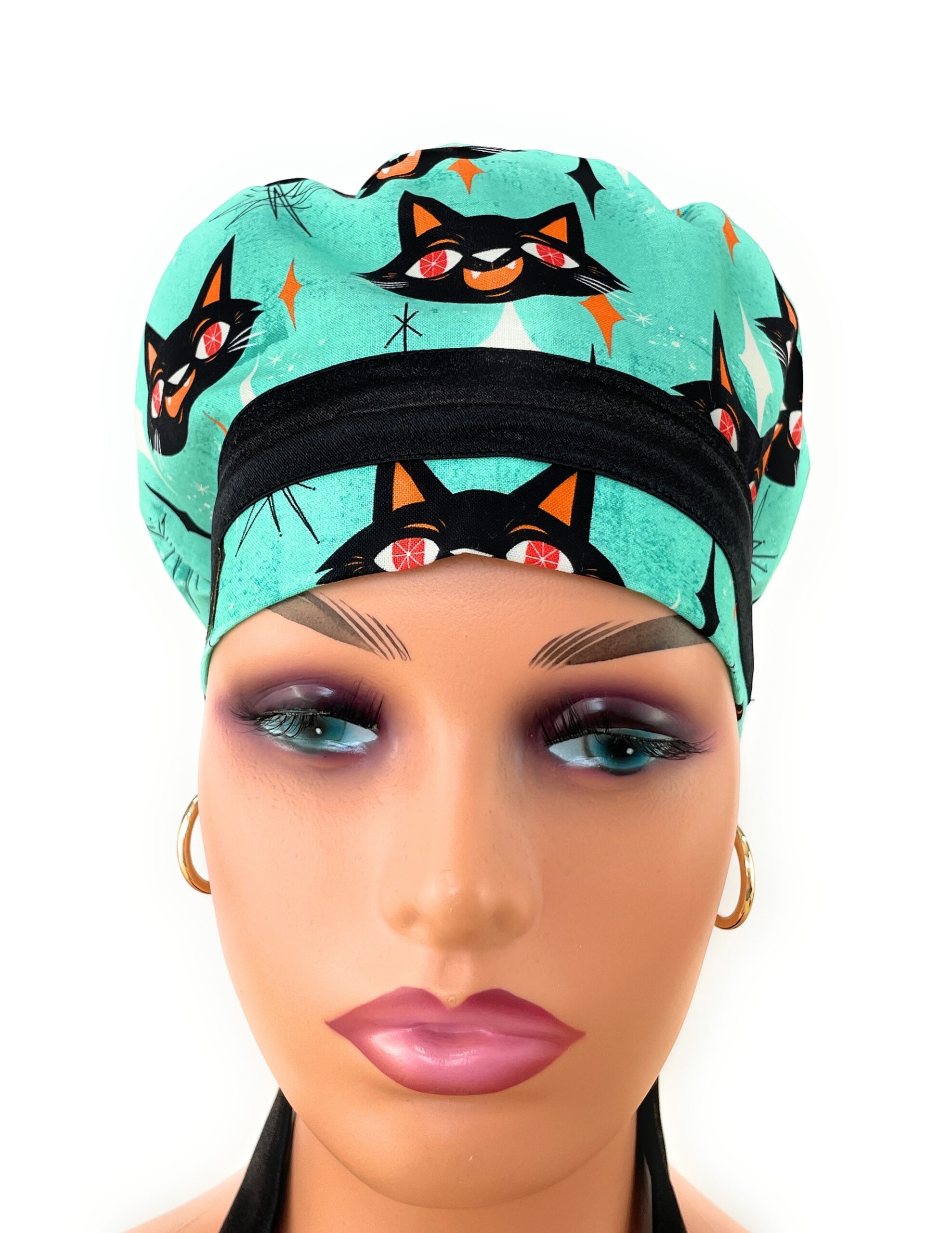 European Style Scrub Cap – (Sateen Ribbon) (No Ribbon) - Kat Faces - Image 5