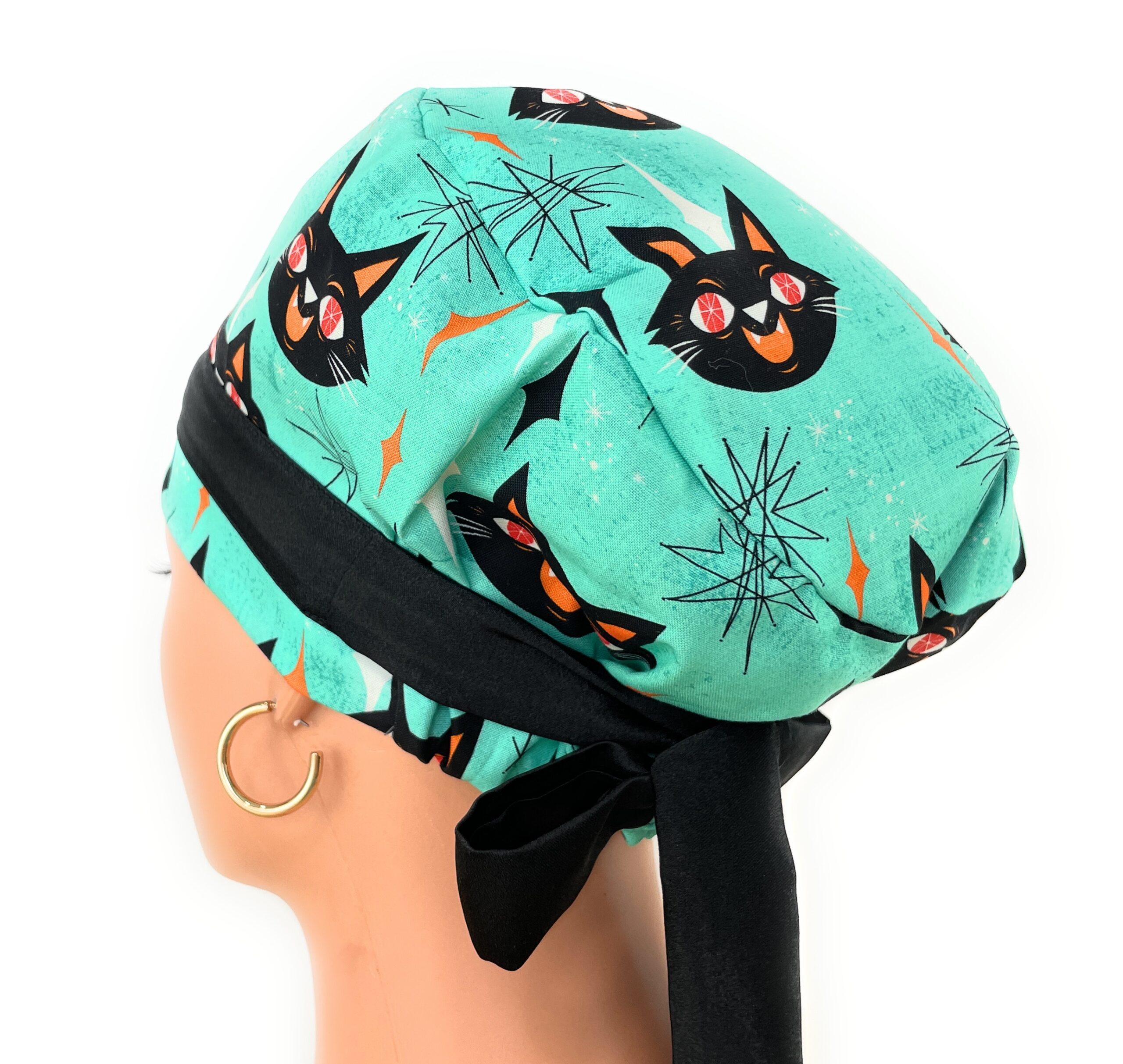 European Style Scrub Cap – (Sateen Ribbon) (No Ribbon) - Kat Faces - Image 10