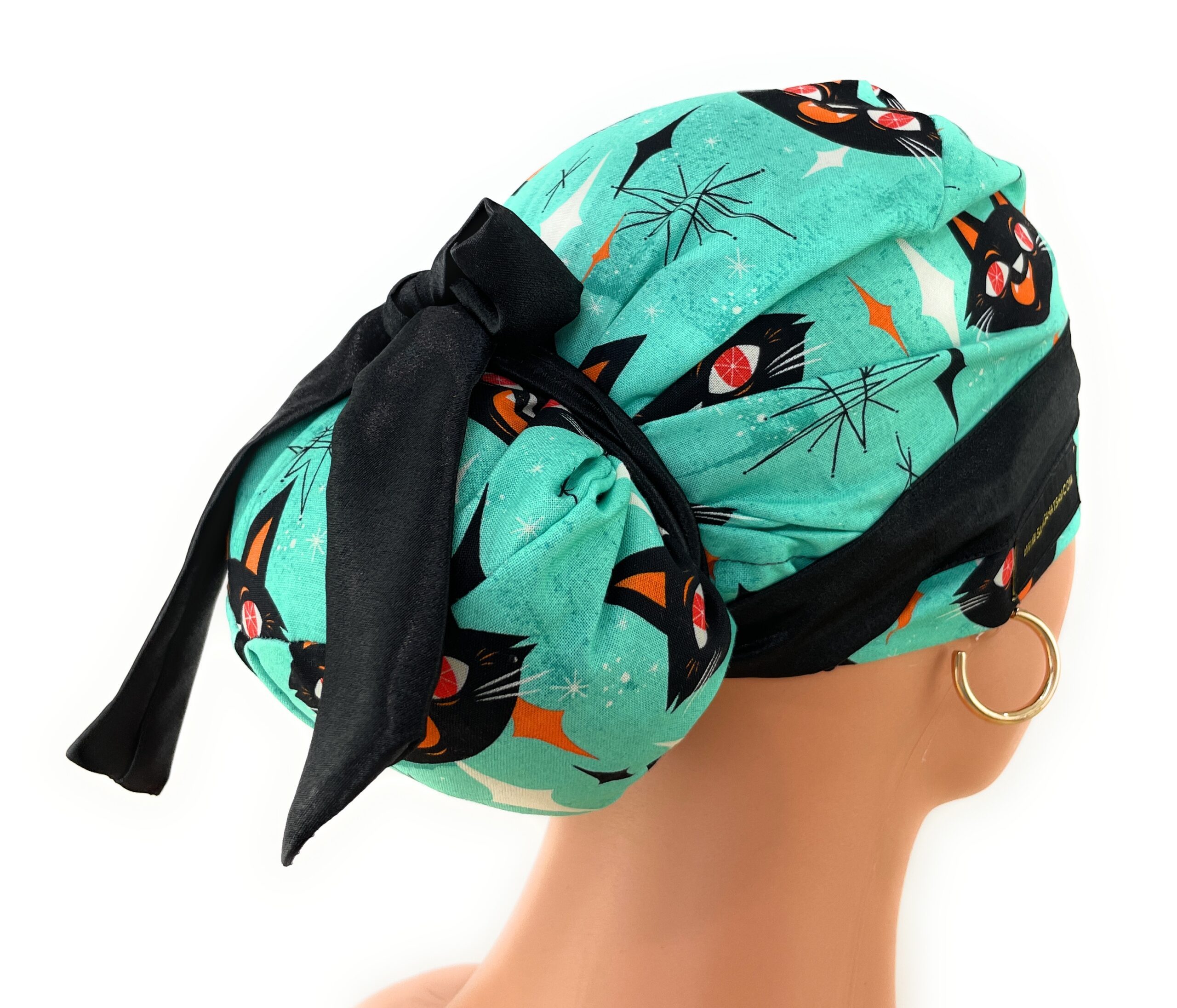 European Style Scrub Cap – (Sateen Ribbon) (No Ribbon) - Kat Faces - Image 11