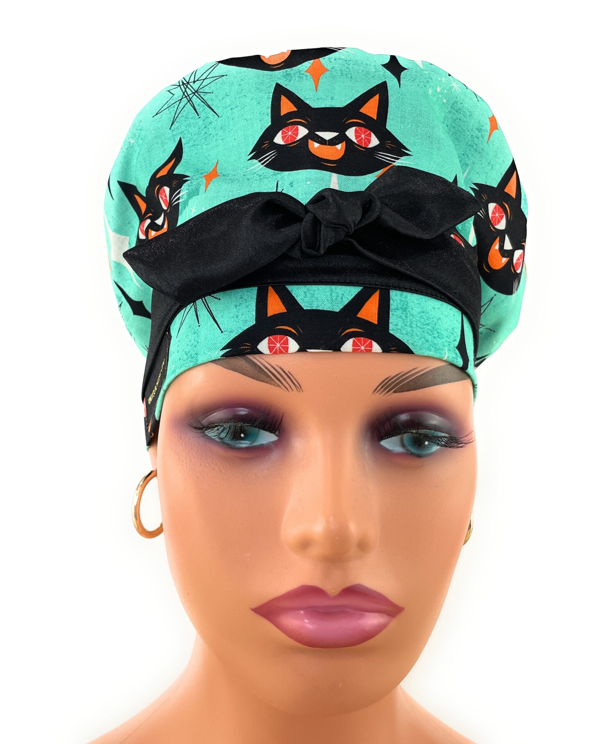 European Style Scrub Cap – (Sateen Ribbon) (No Ribbon) - Kat Faces - Image 2