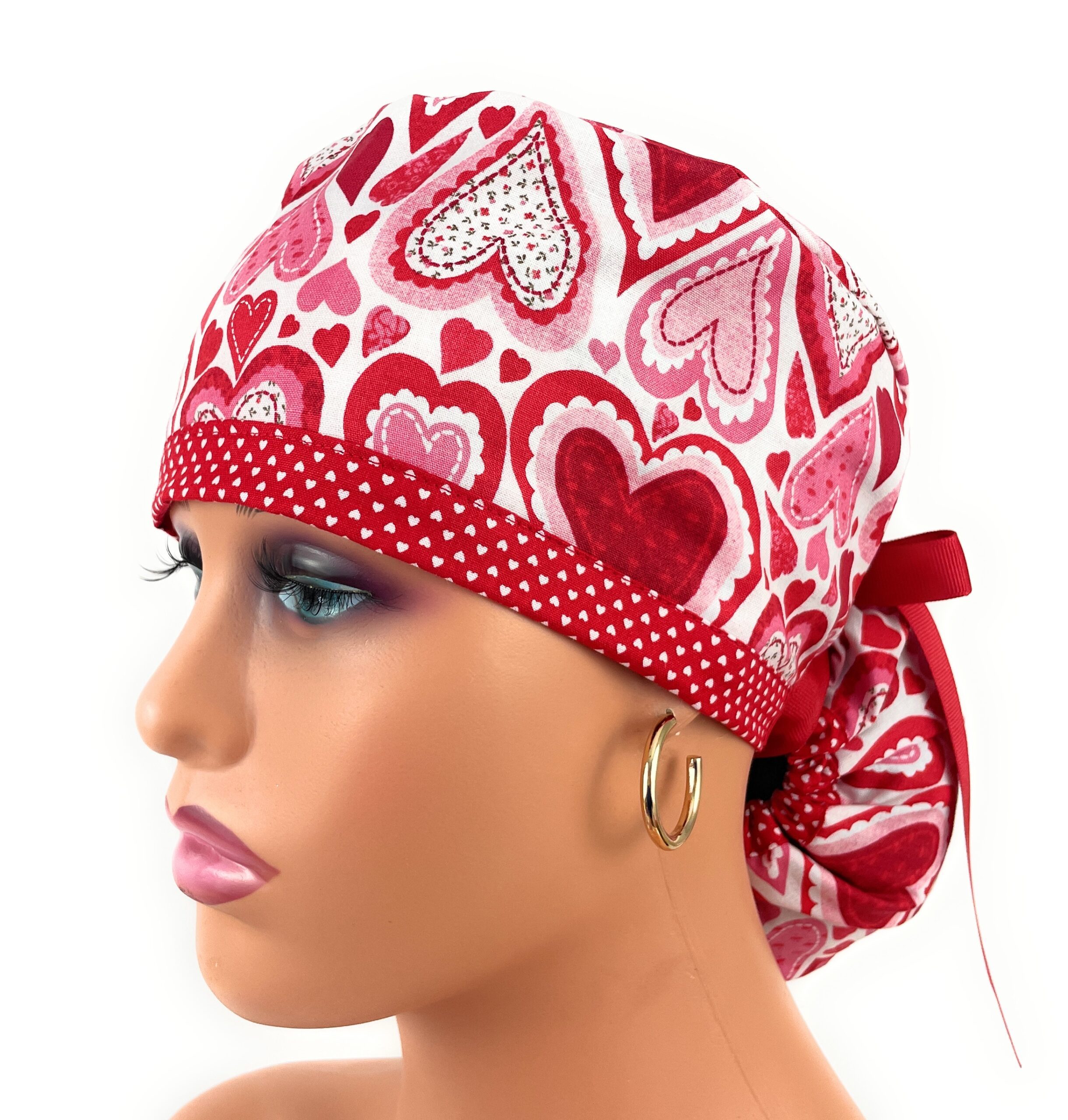 Ponytail Medical Scrub Cap - Hearths and Dots - Image 8