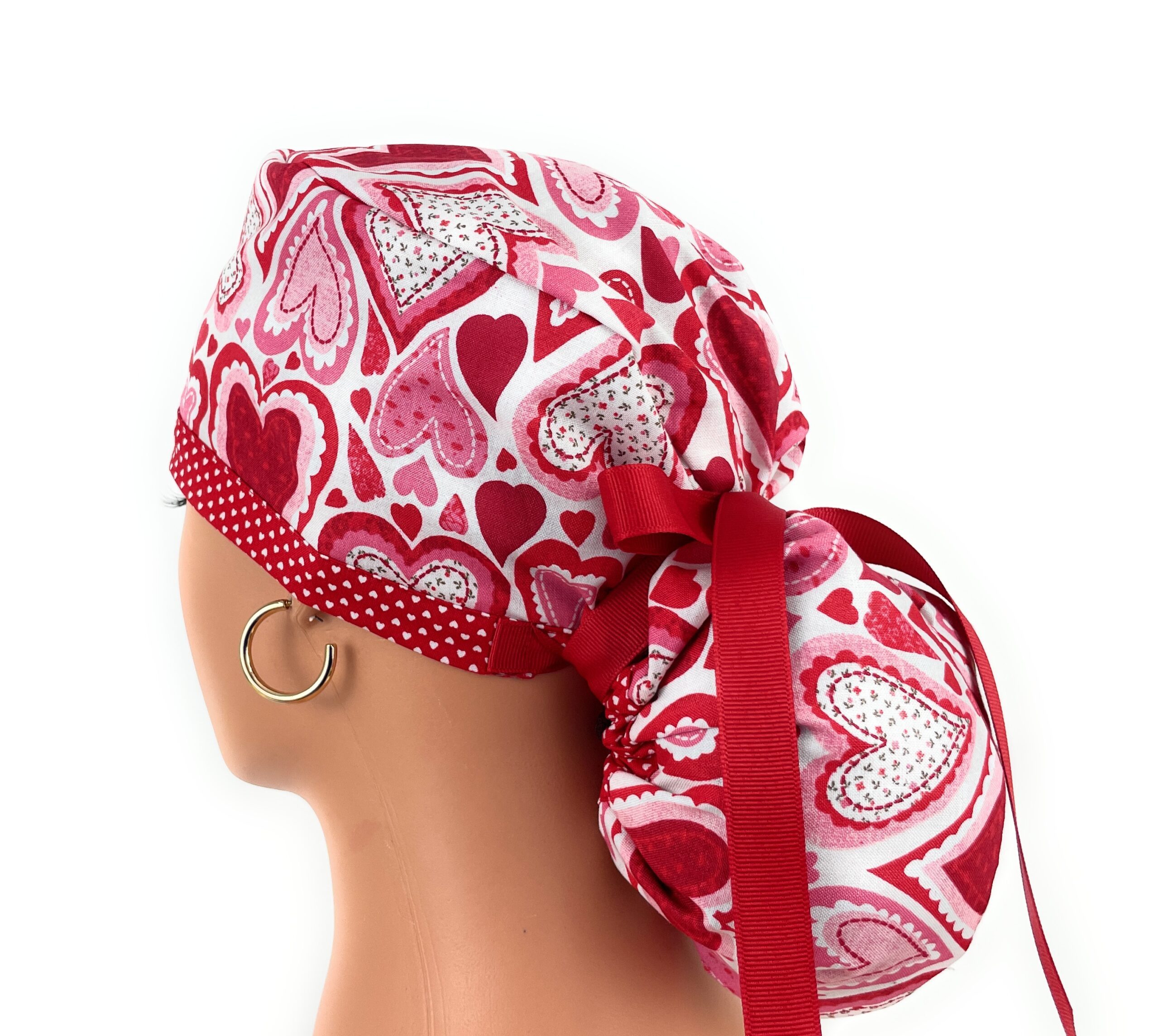 Ponytail Medical Scrub Cap - Hearths and Dots - Image 6