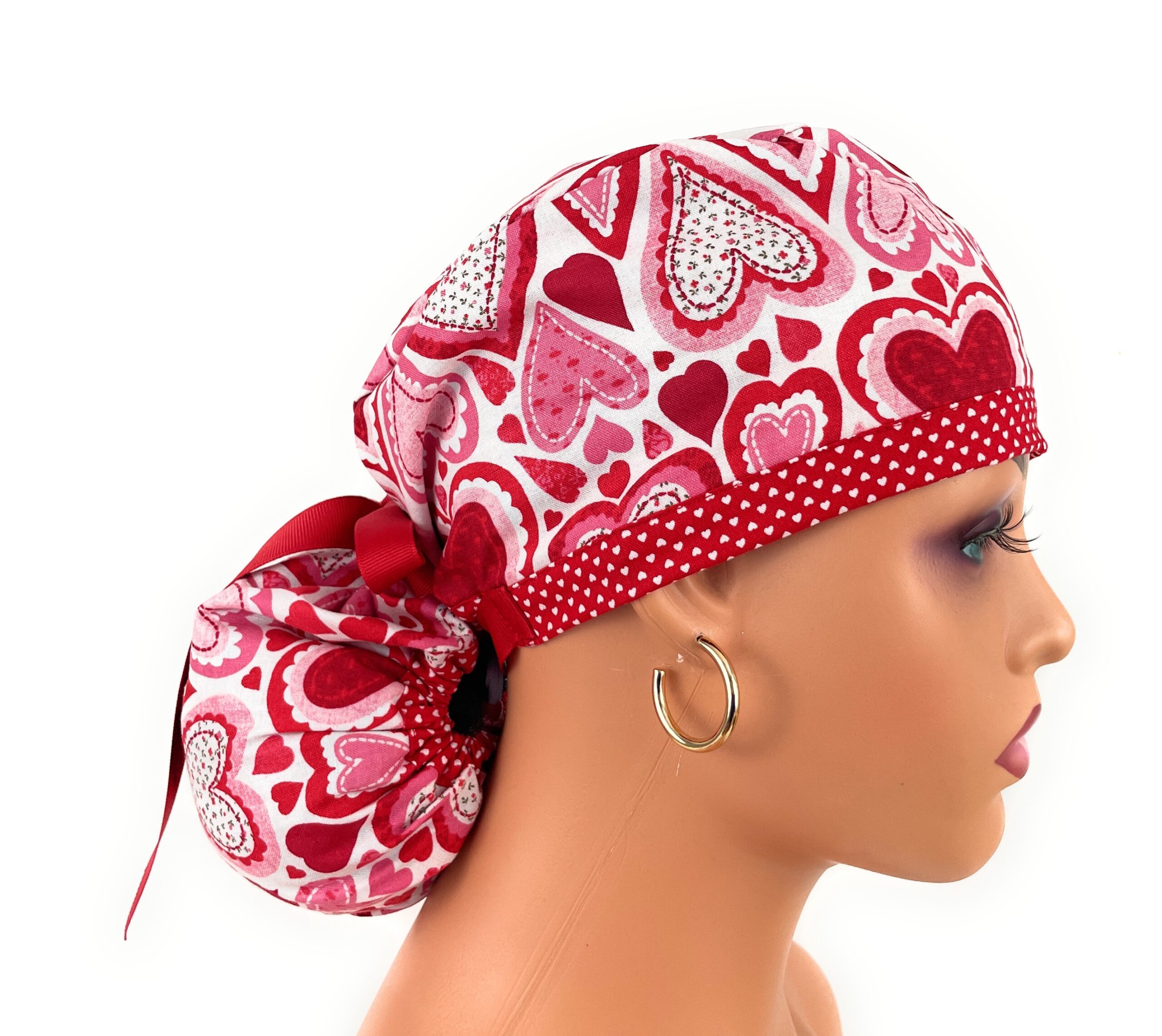 Ponytail Medical Scrub Cap - Hearths and Dots - Image 3