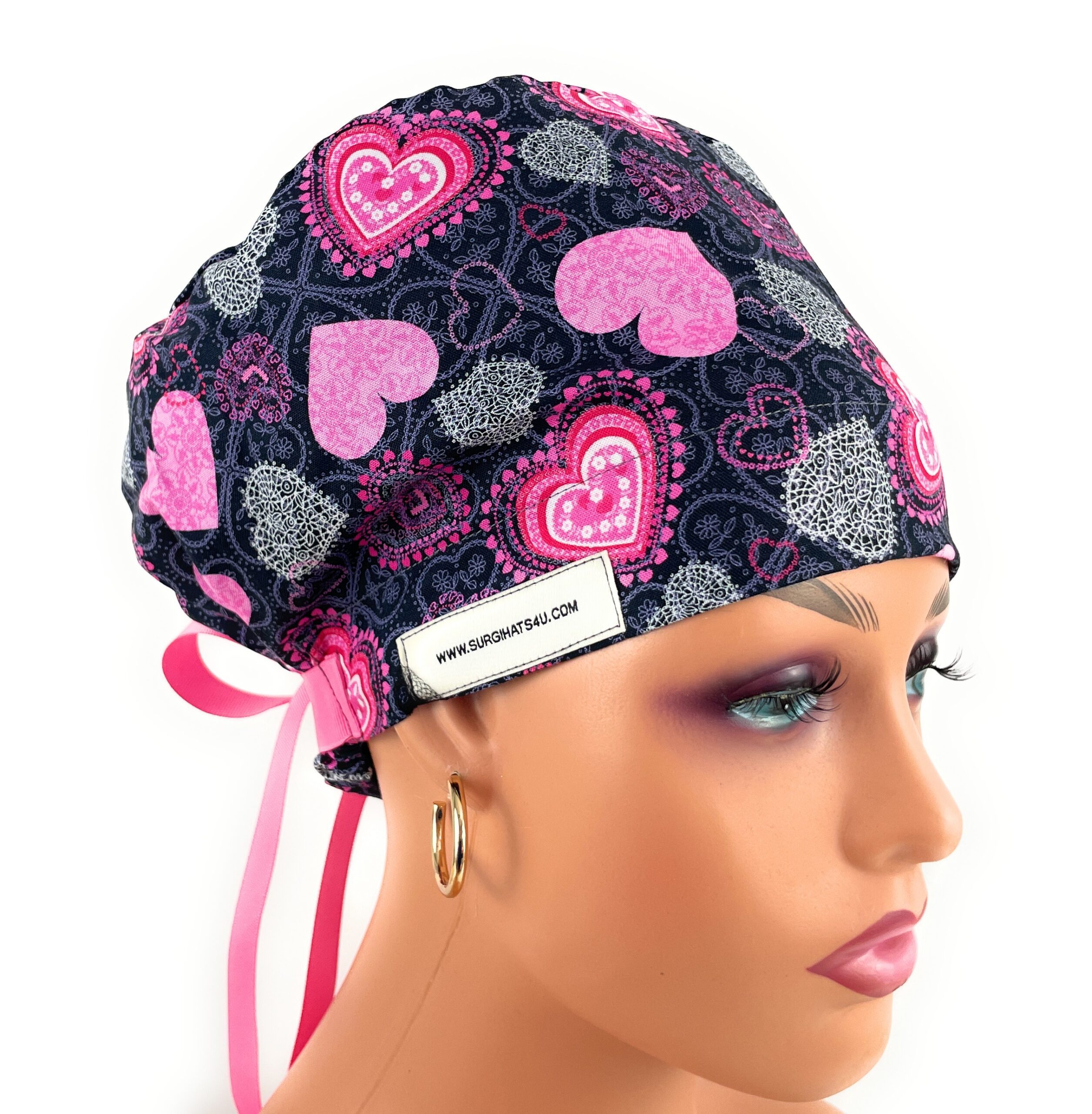 European Style Scrub Cap – (Grosgrain Ribbon) - (No Ribbon) - Whole Lotta Love - Romantic Hearts - Image 15