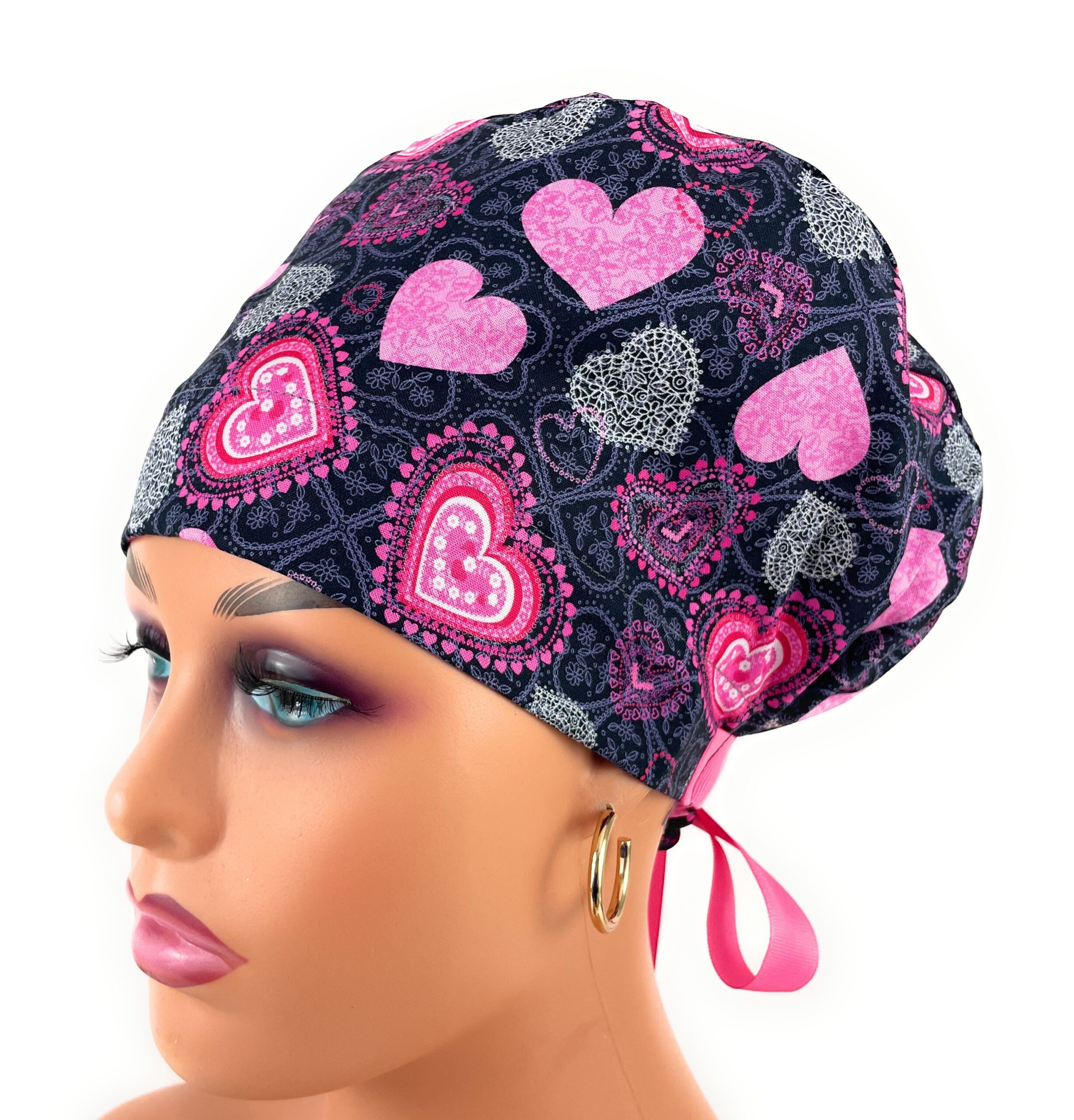 European Style Scrub Cap – (Grosgrain Ribbon) - (No Ribbon) - Whole Lotta Love - Romantic Hearts - Image 14