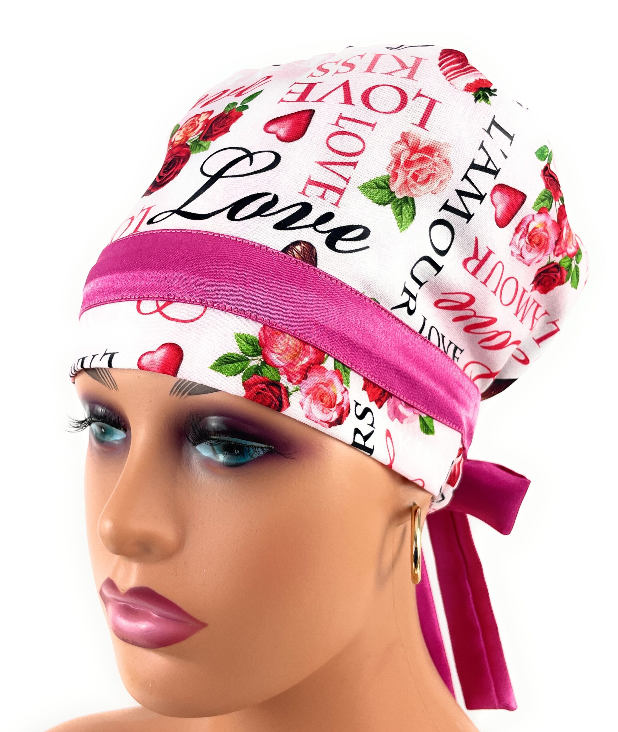 European Style Scrub Cap – (Sateen Ribbon) (No Ribbon) Fresa Y Chocolate - Image 6
