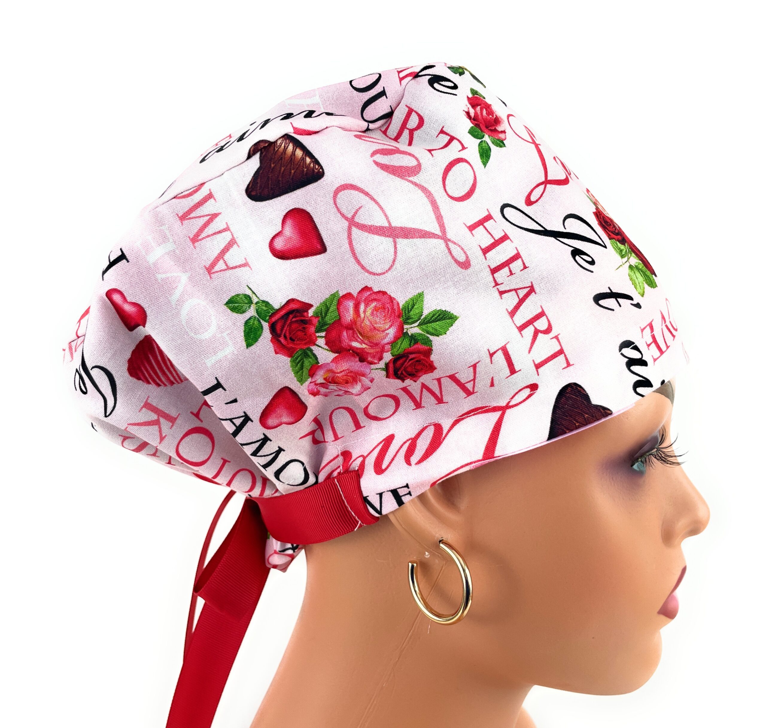 European Style Scrub Cap – (Grosgrain Ribbon) - (No Ribbon) - Fresa Y Chocolate - Image 5