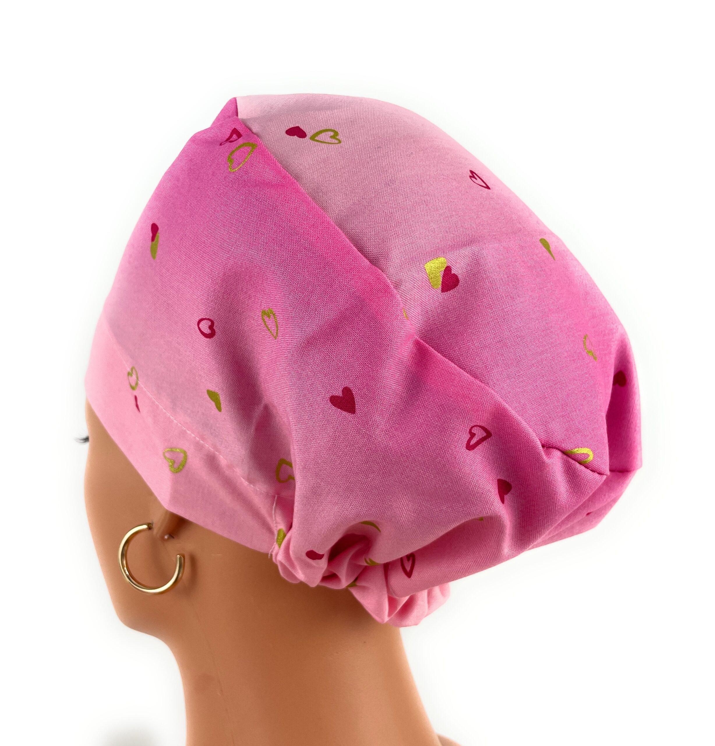 European Style Scrub Cap – (Grosgrain Ribbon) (No Ribbon) Golden Hearts - Valentine's Day - Image 25