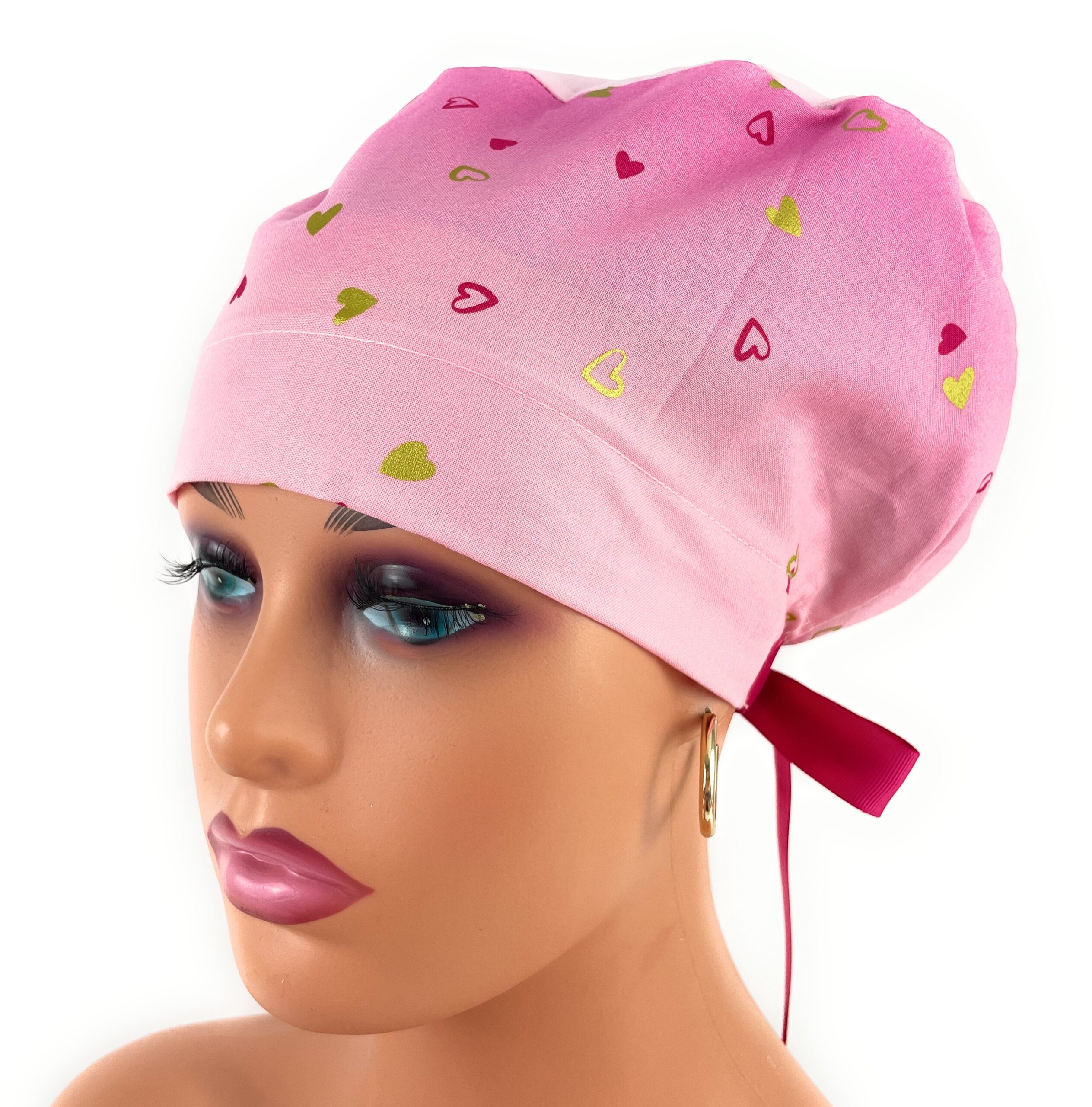 European Style Scrub Cap – (Grosgrain Ribbon) (No Ribbon) Golden Hearts - Valentine's Day - Image 15